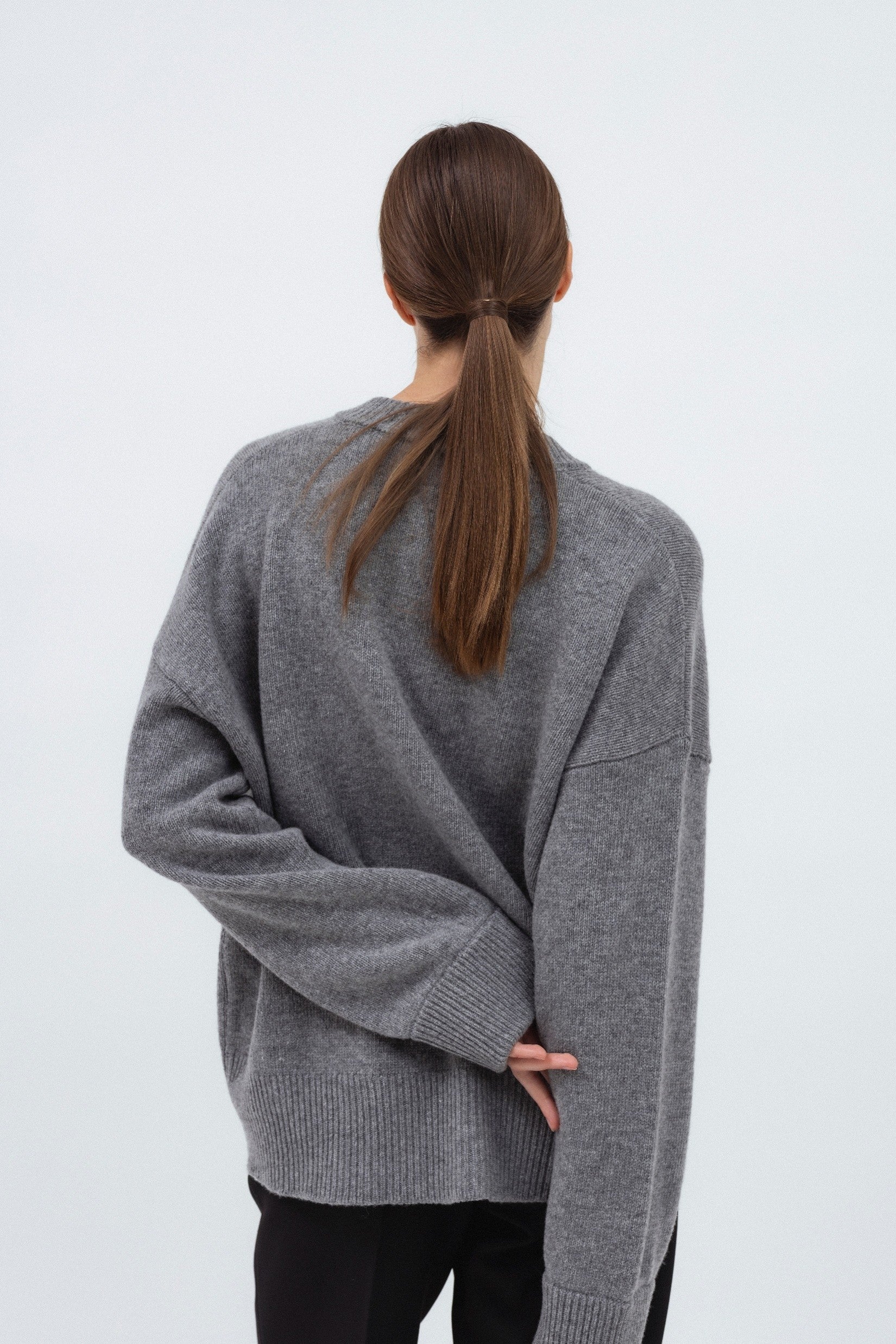 GREY MERINO WOOL CARDIGAN