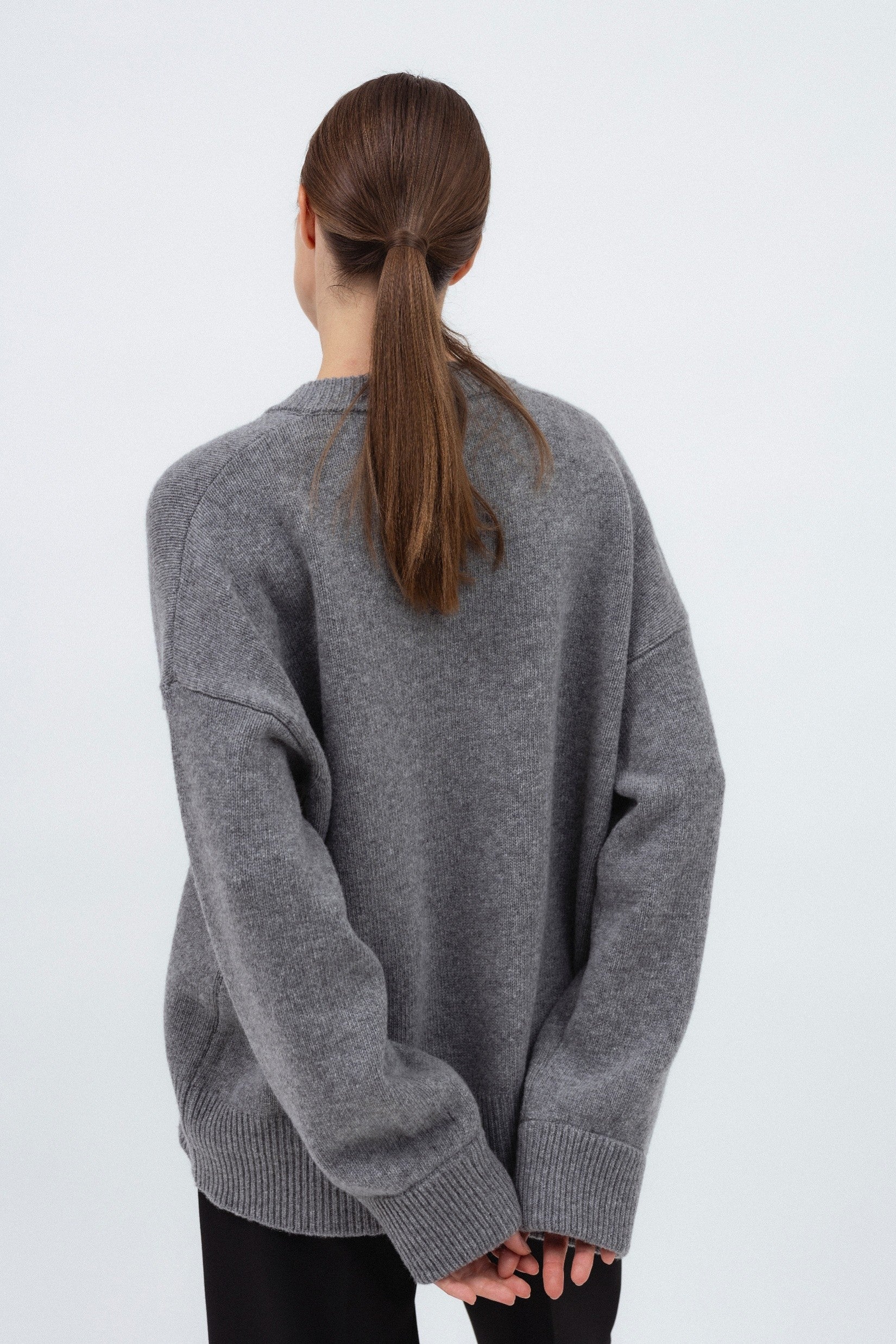 GREY MERINO WOOL CARDIGAN