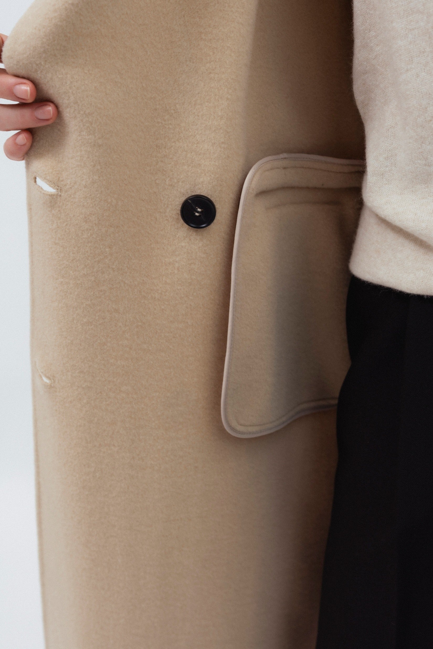BEIGE DOUBLE-FACED WOOL COAT