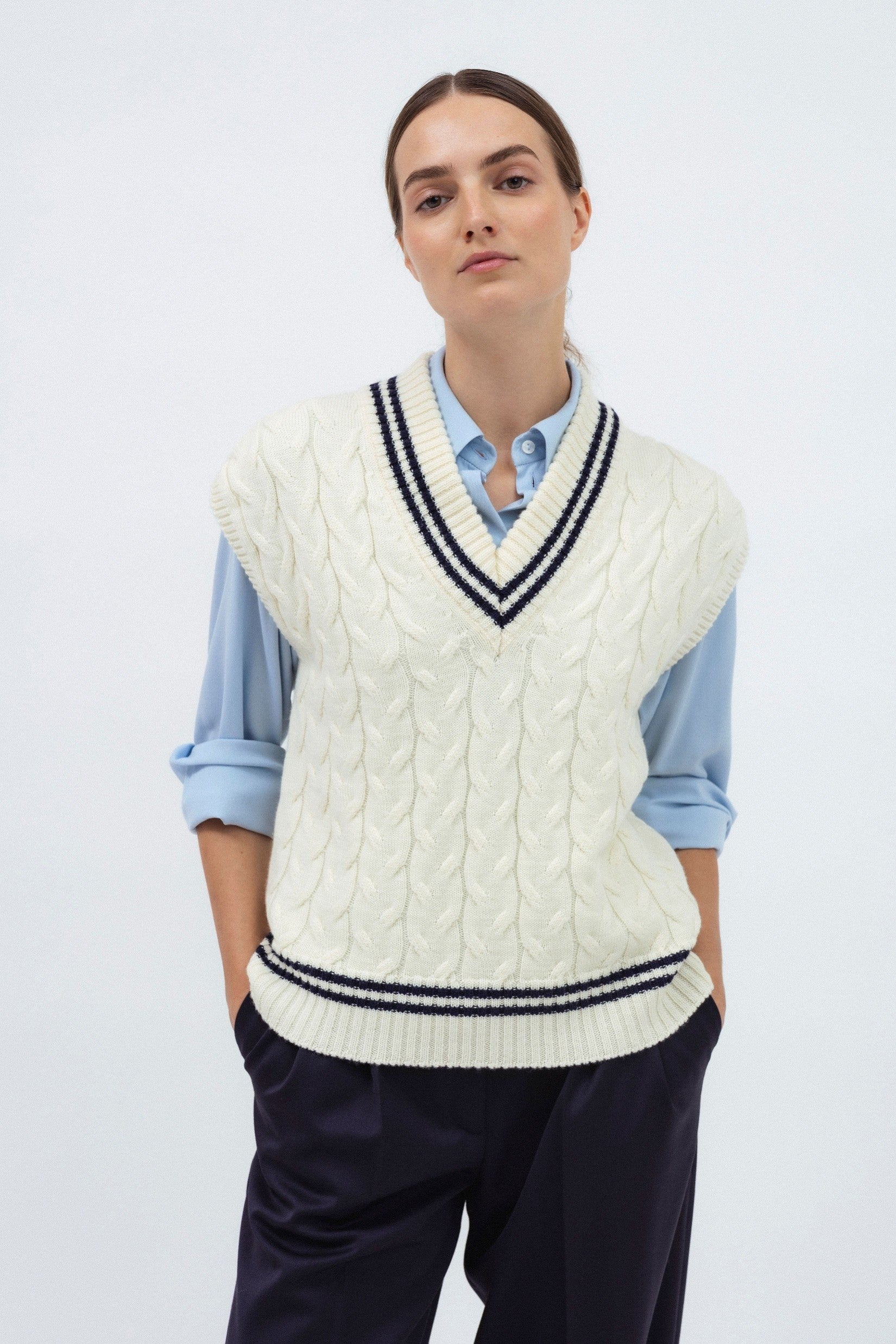 MILK MERINO WOOL KNIT VEST – InAvati