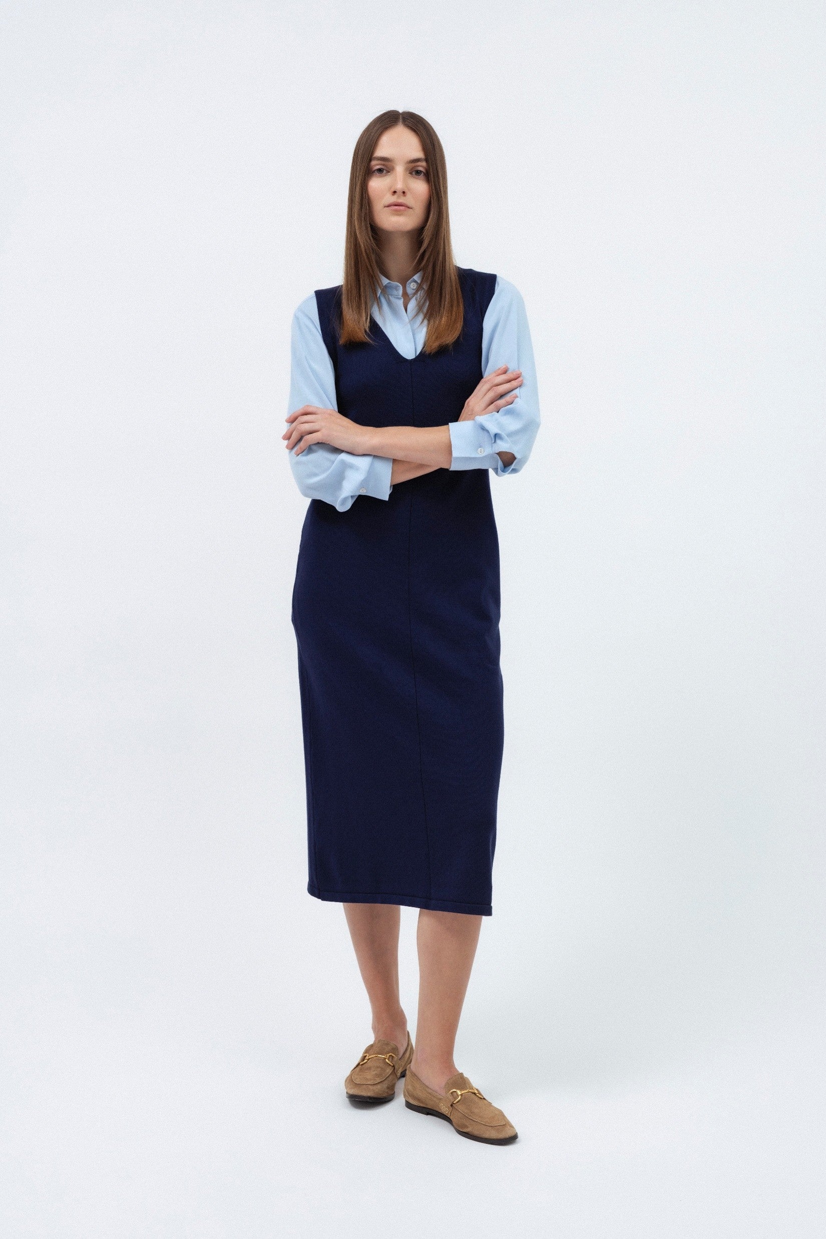 NAVY JERSEY DRESS