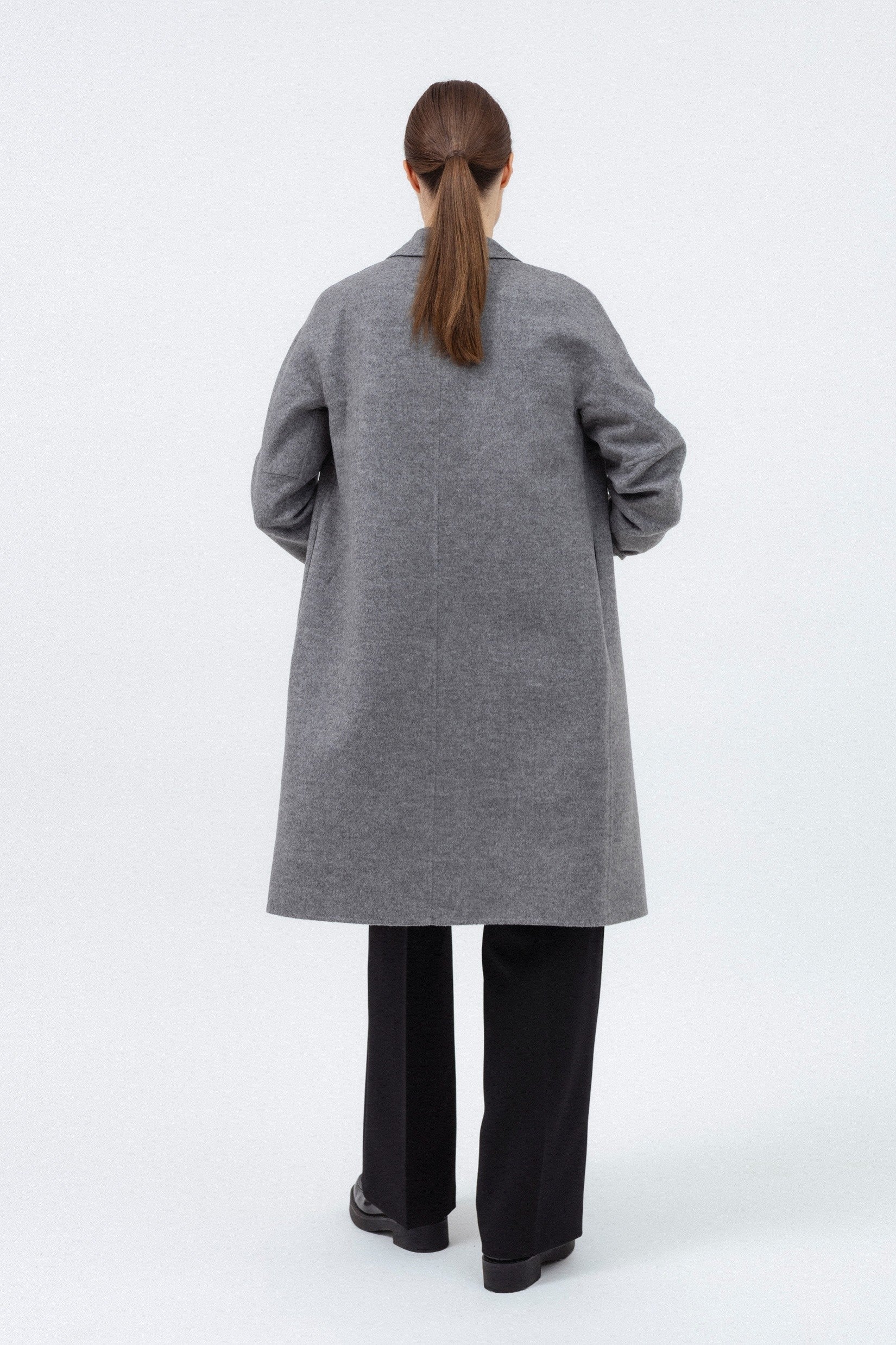 GREY DOUBLE-FACED WOOL COAT