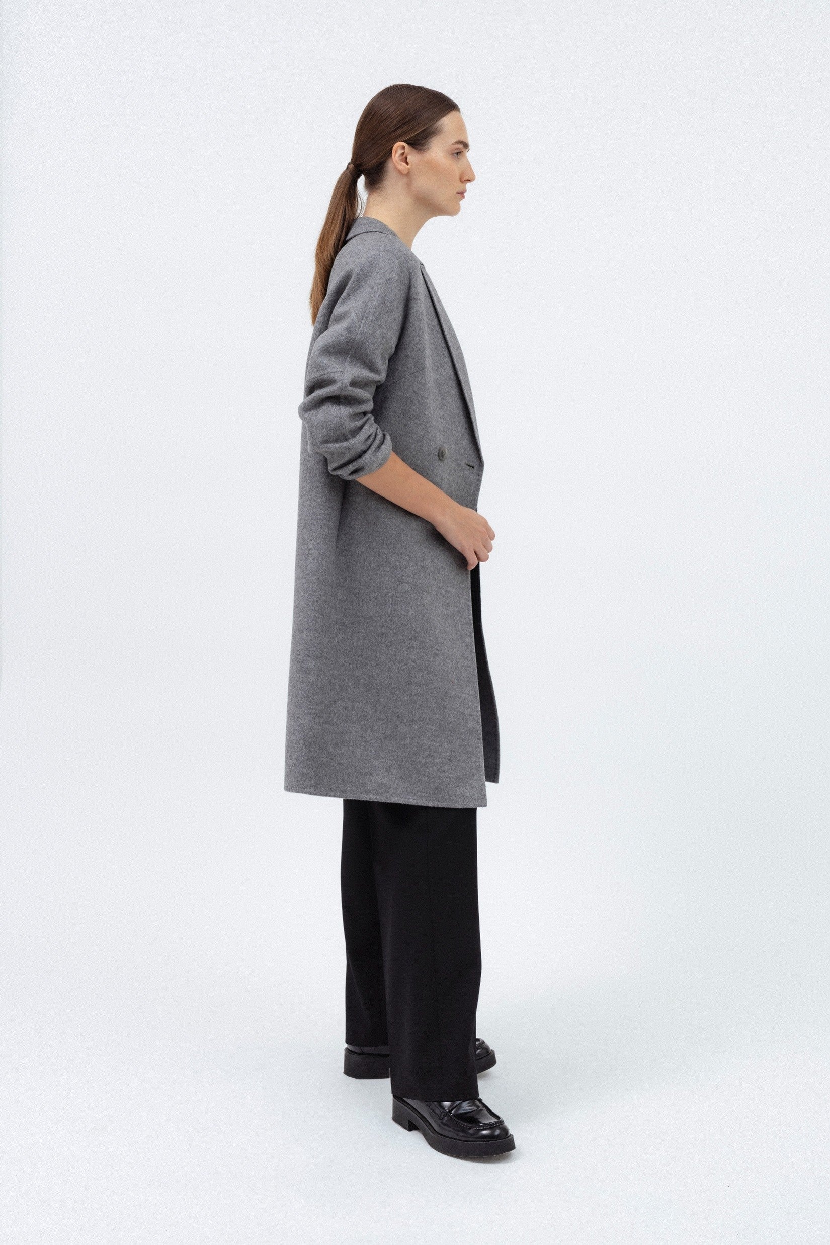 GREY DOUBLE-FACED WOOL COAT