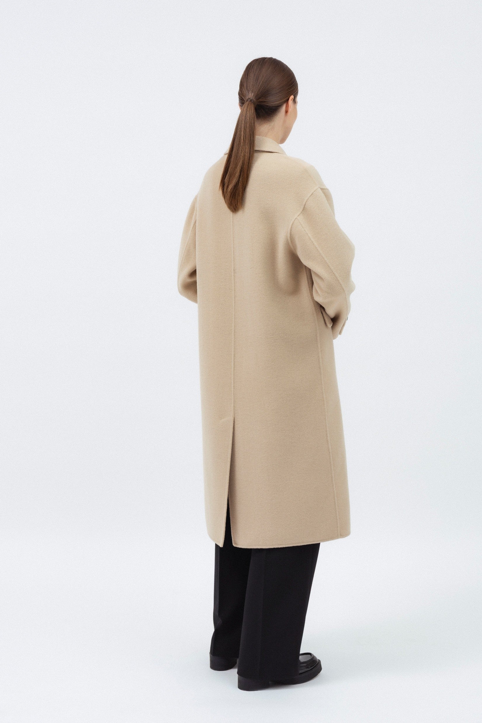 BEIGE DOUBLE-FACED WOOL COAT