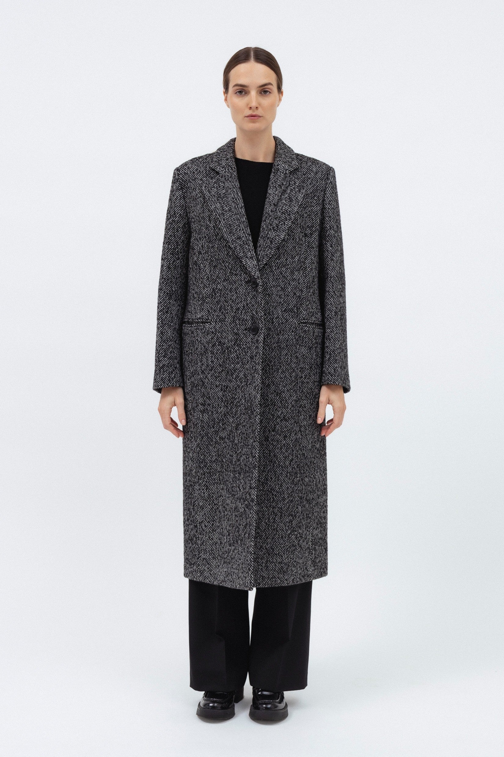 HERRINGBONE WOOL COAT