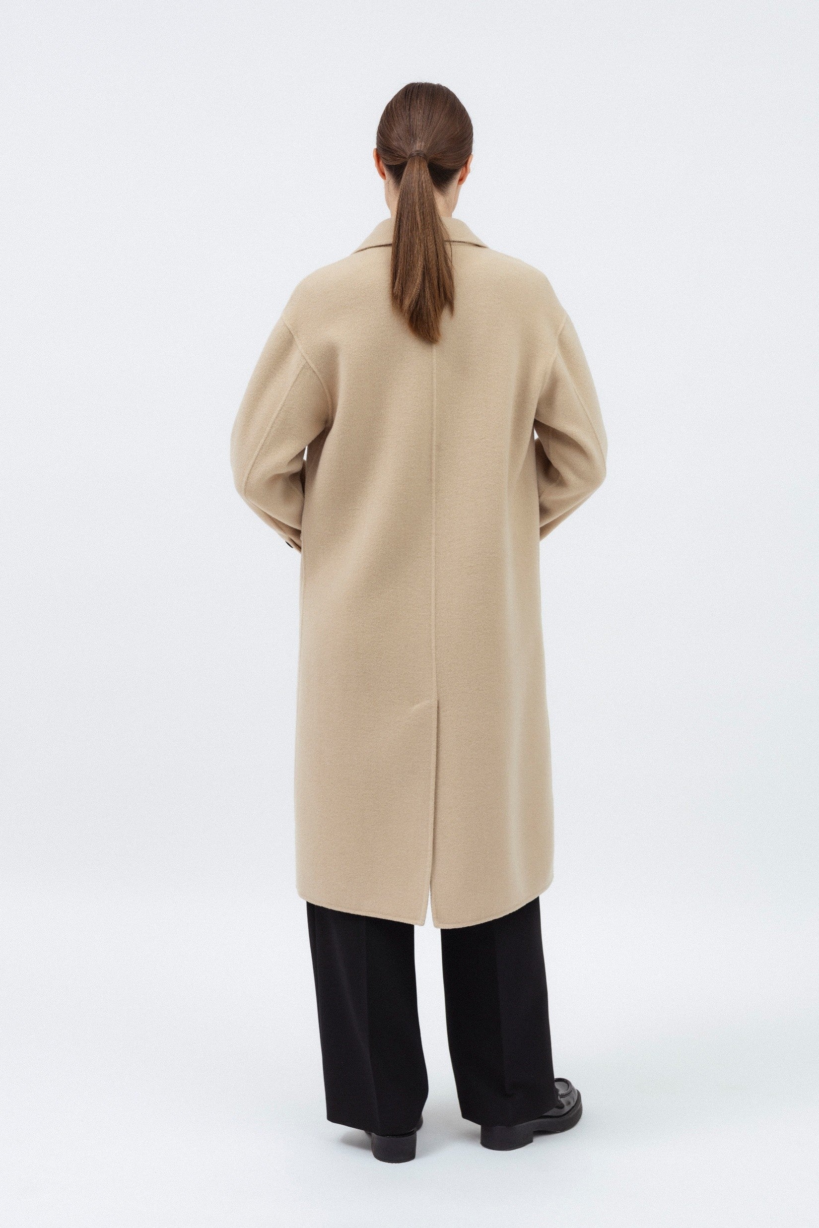 BEIGE DOUBLE-FACED WOOL COAT