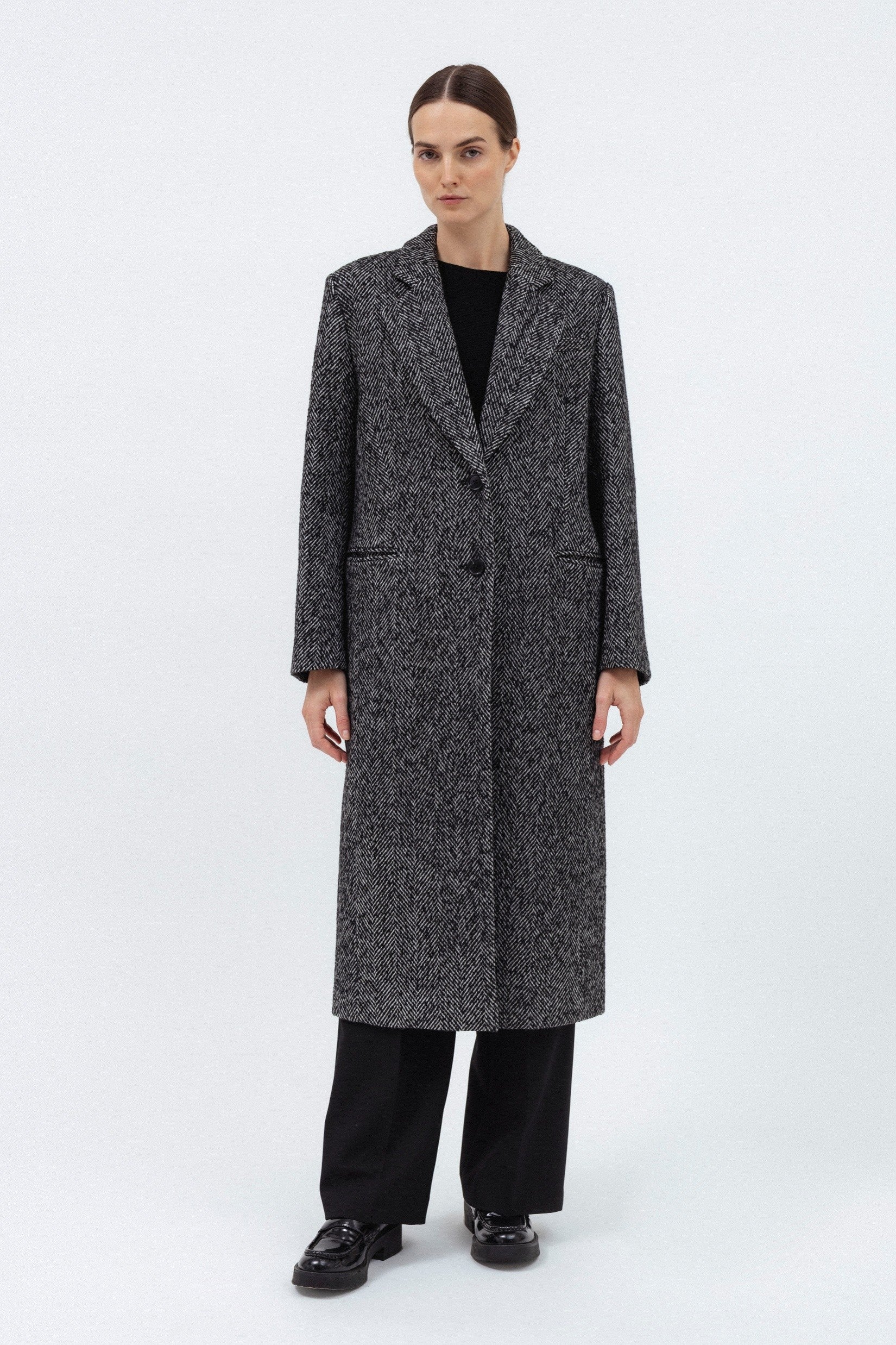 HERRINGBONE WOOL COAT