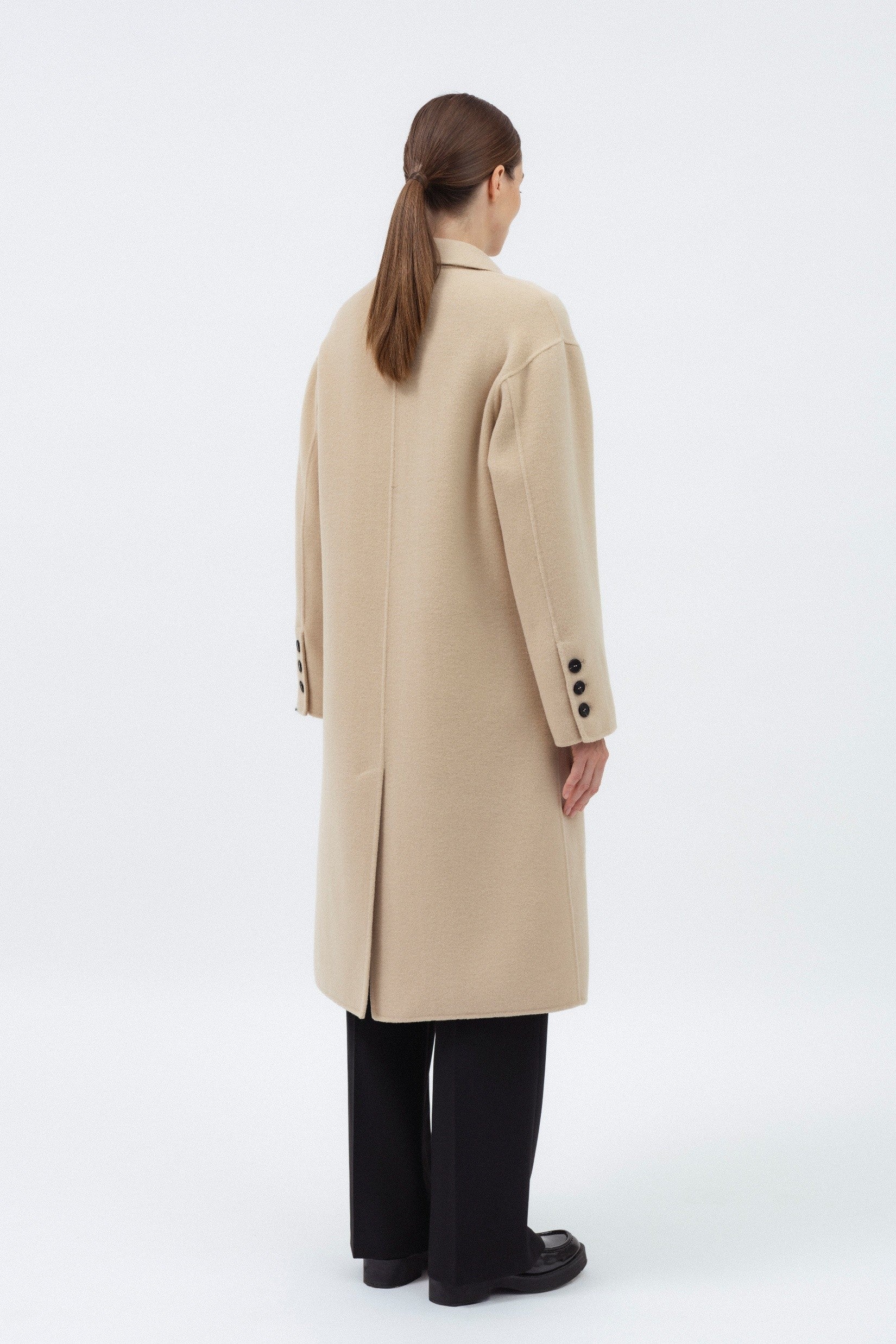 BEIGE DOUBLE-FACED WOOL COAT