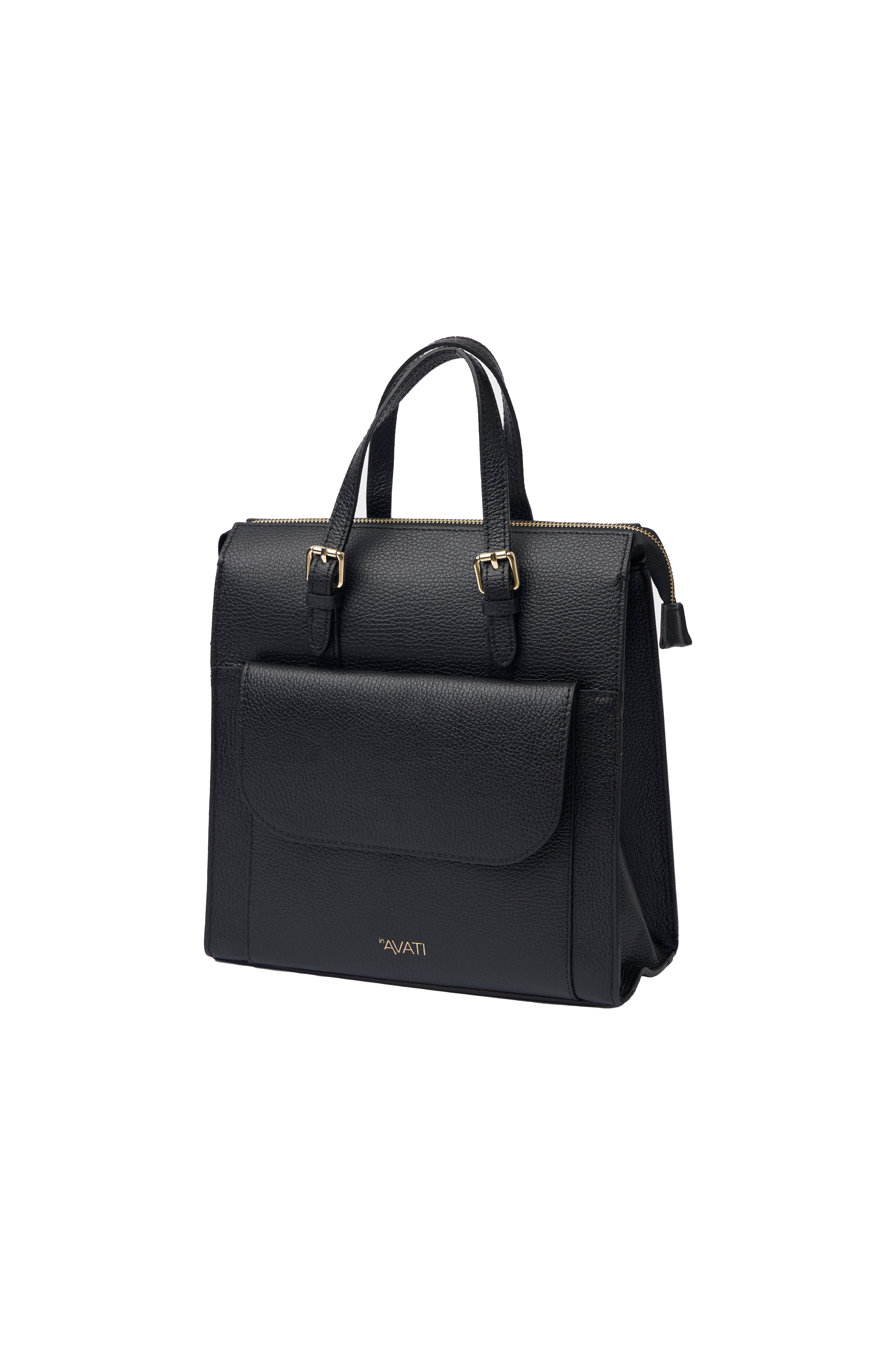 2in1 LEATHER BLACK HANDBAG