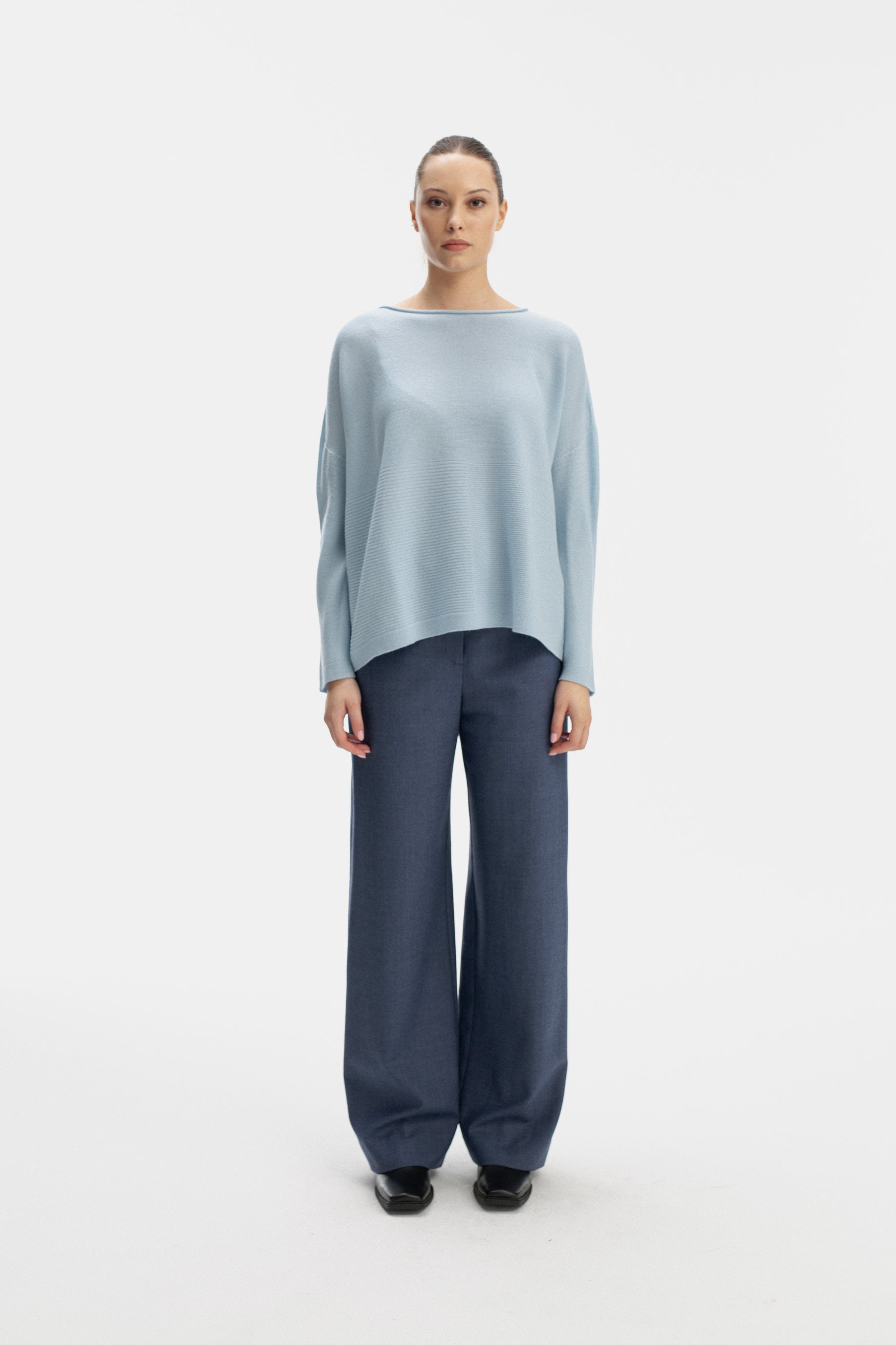 SKY BLUE VIRGIN WOOL OVERSIZED SWEATER