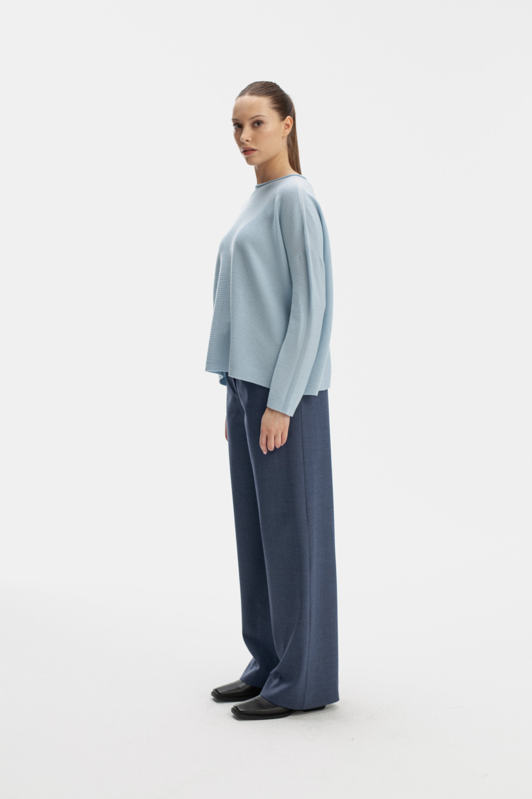 SKY BLUE VIRGIN WOOL OVERSIZED SWEATER