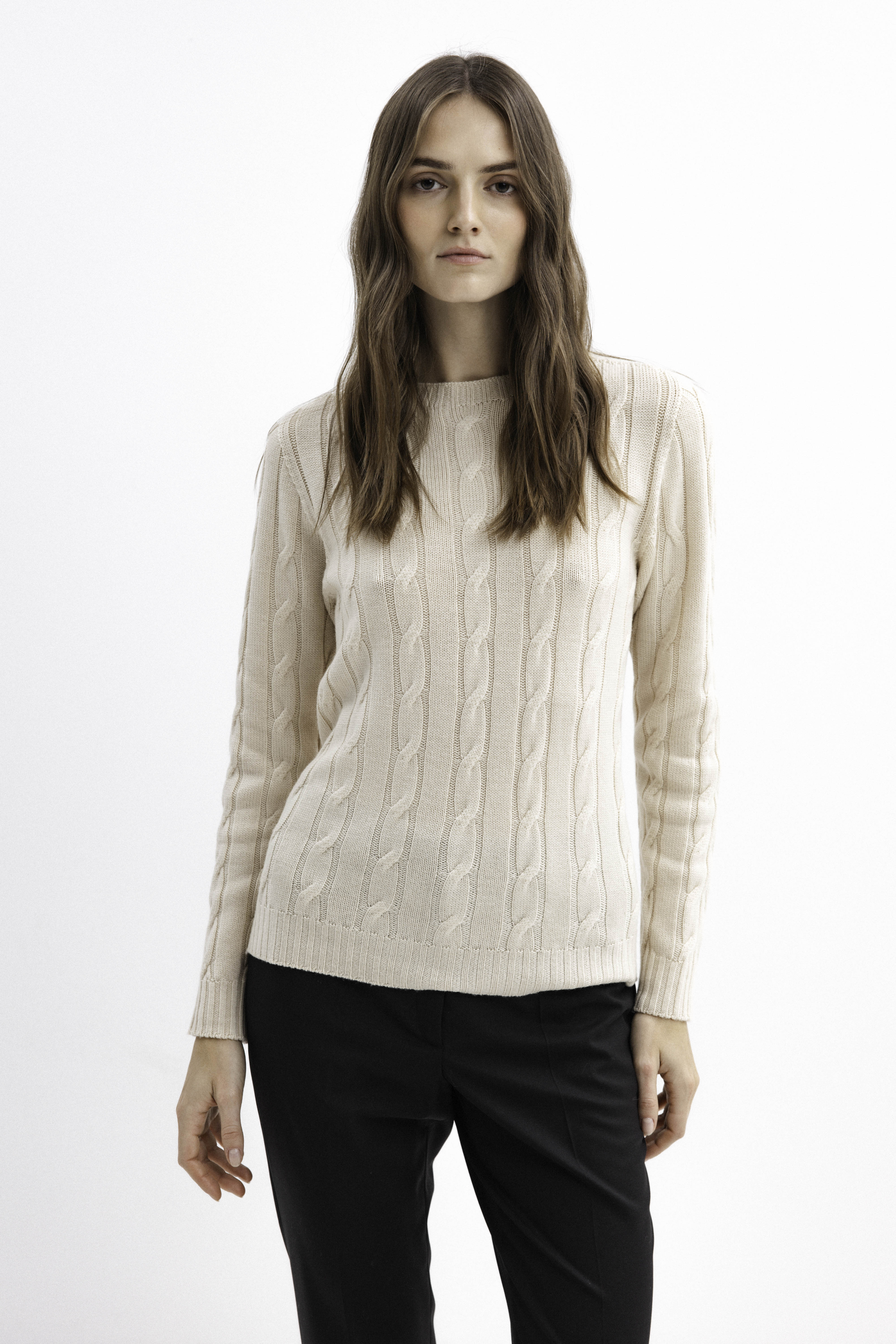 MILK BRAIDED MERINO WOOL SWEATER