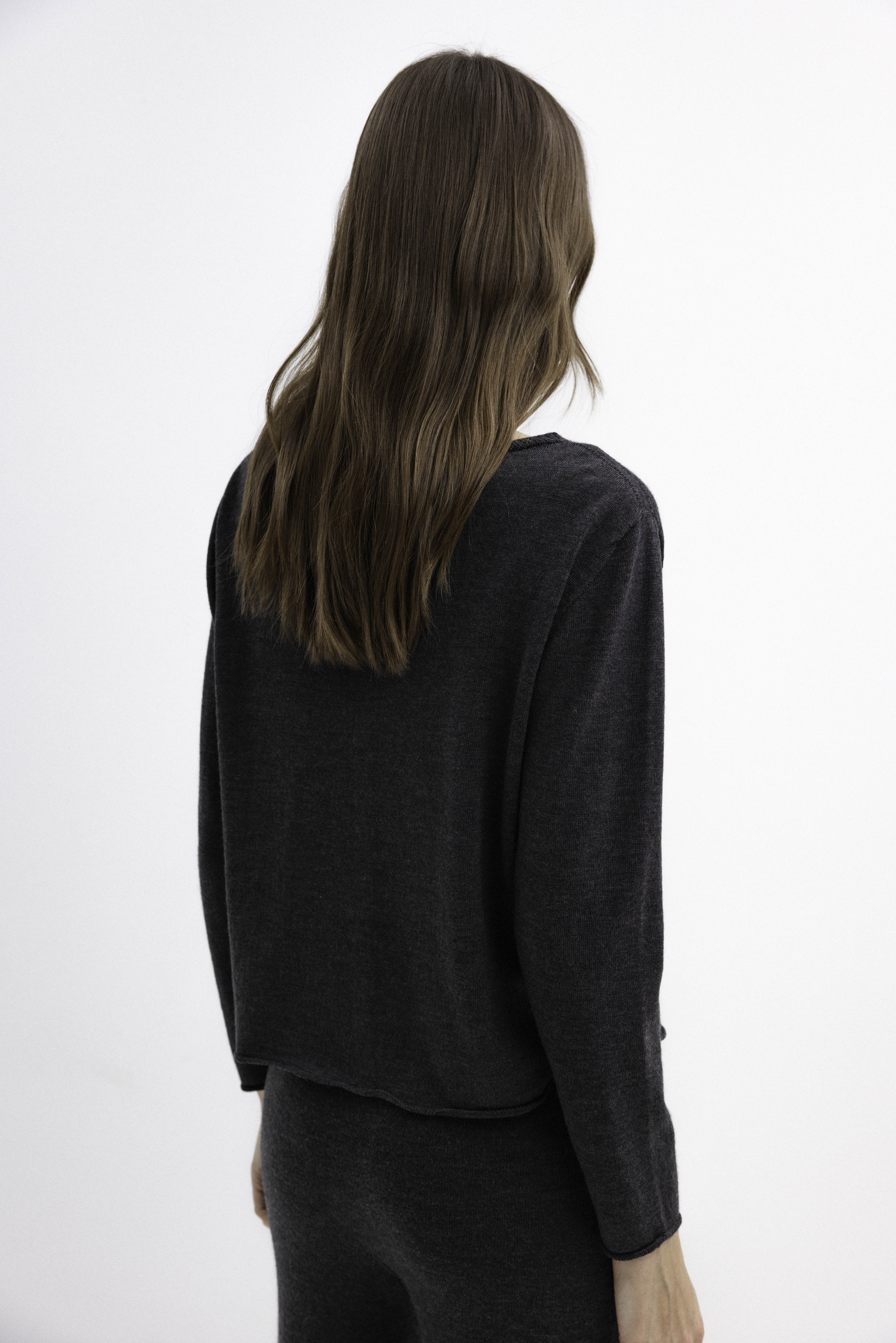 DARK GREY MERINO WOOL SWEATER WITH BUTTONS