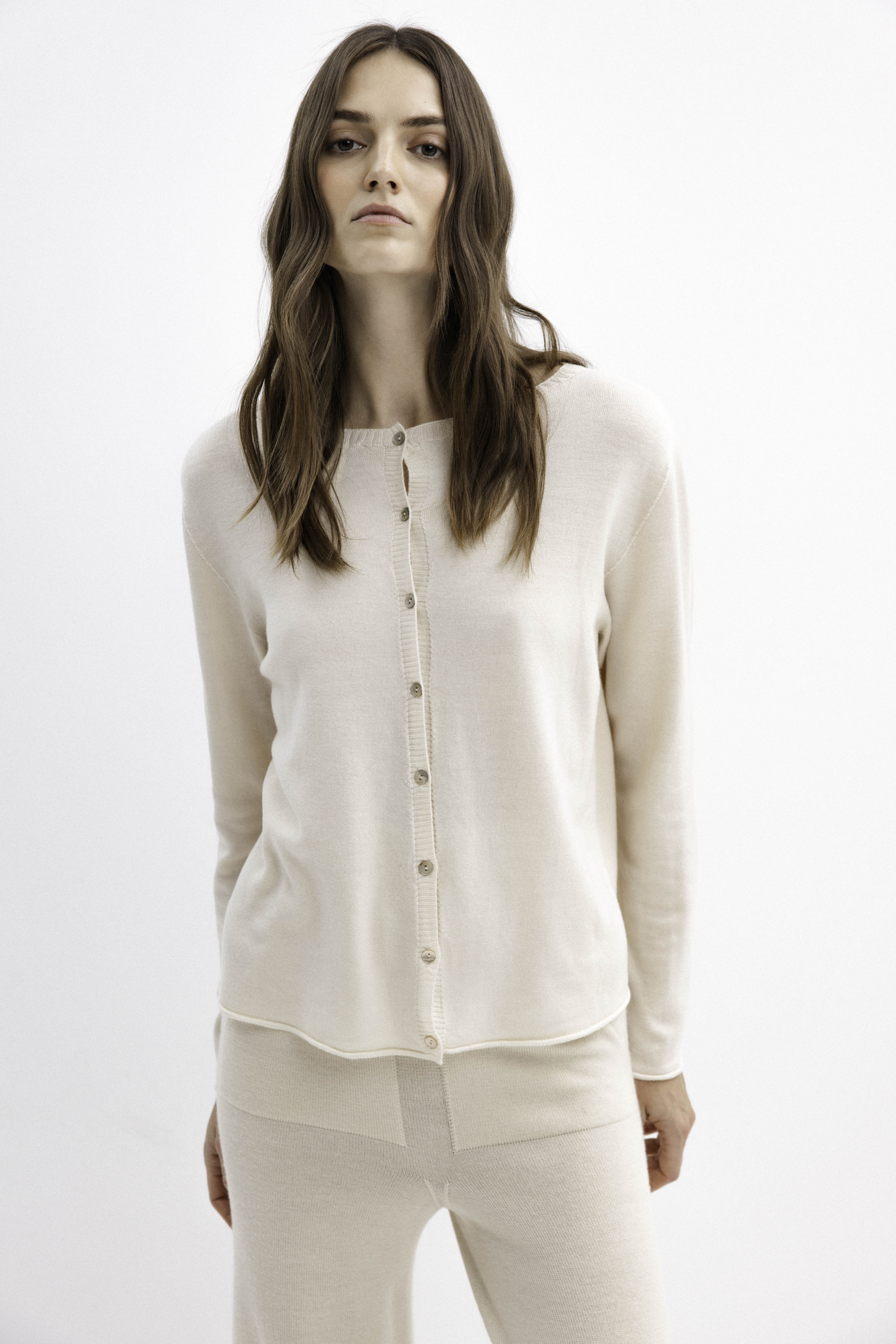 MILK SHADE MERINO WOOL SWEATER WITH BUTTONS