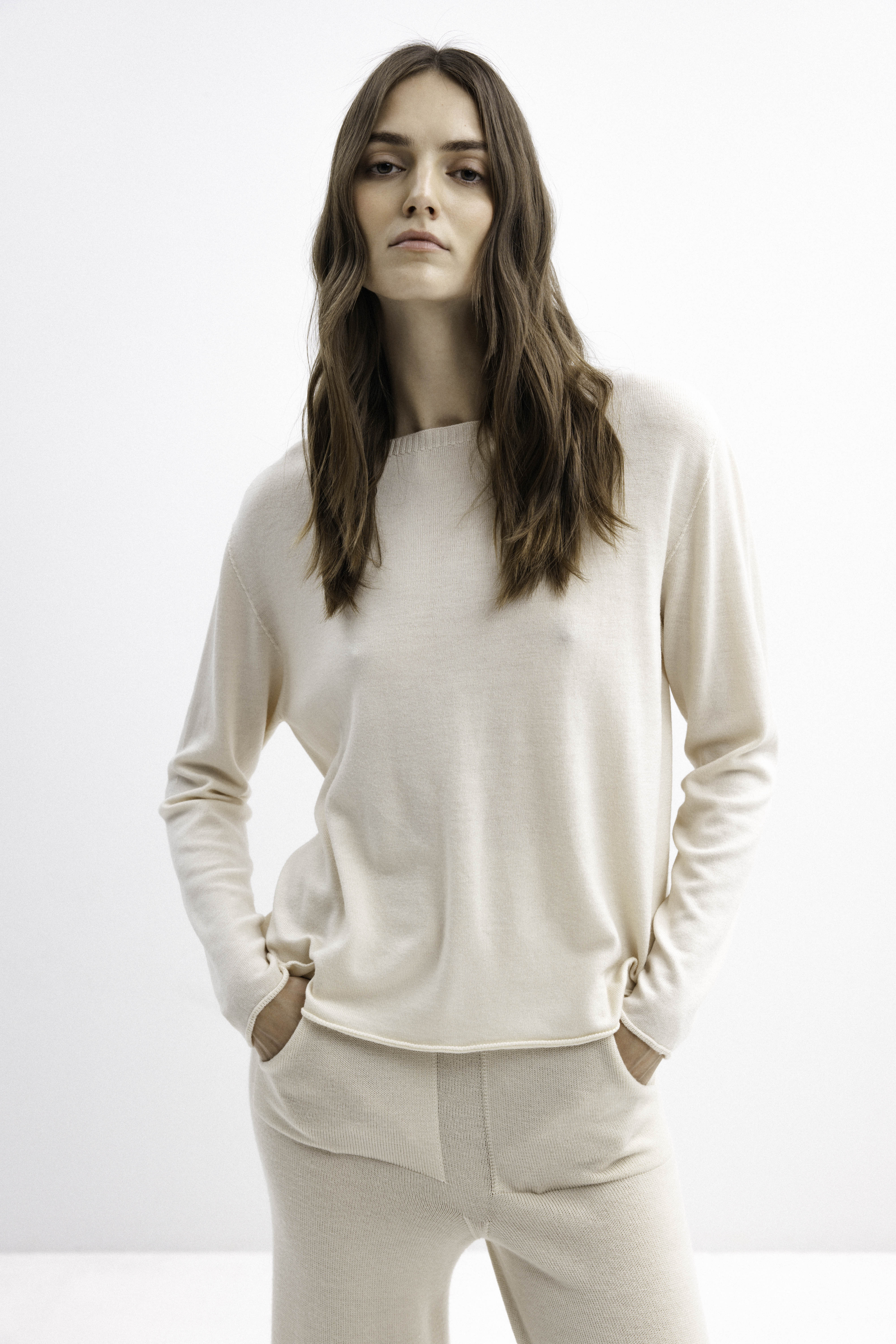 MILK SHADE MERINO WOOL SWEATER WITH BUTTONS