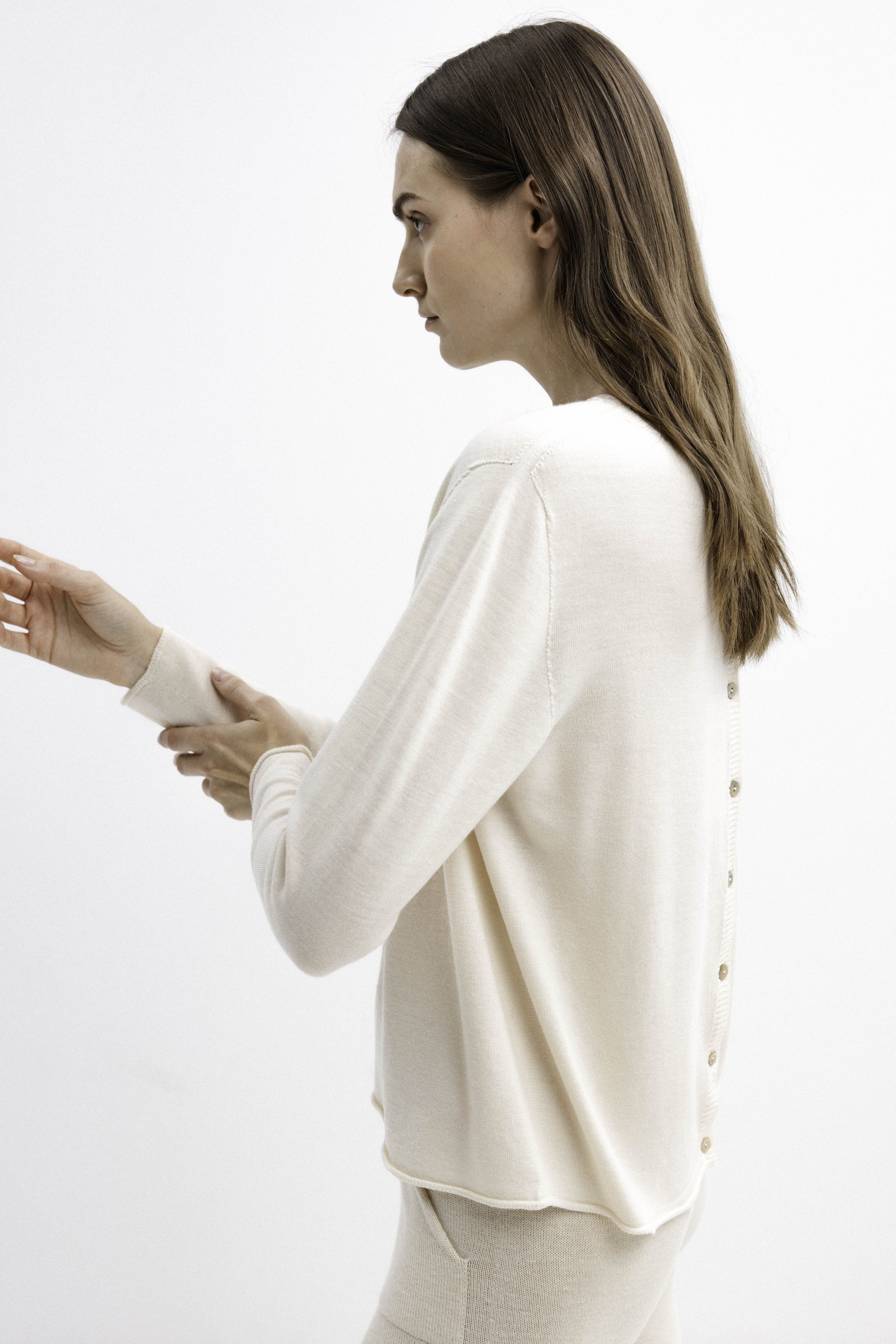 MILK SHADE MERINO WOOL SWEATER WITH BUTTONS