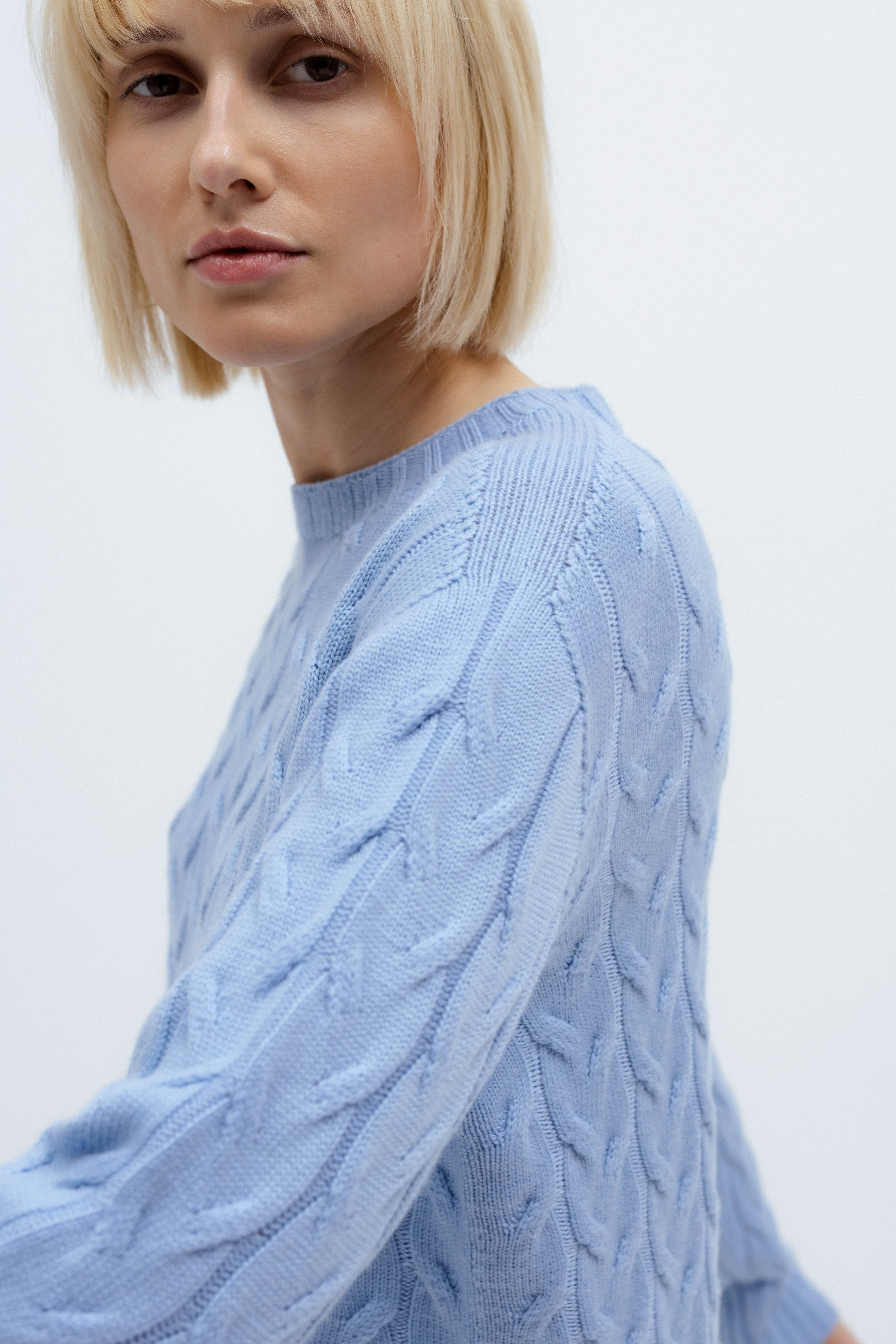 LIGHT BLUE MERINO WOOL SWEATER