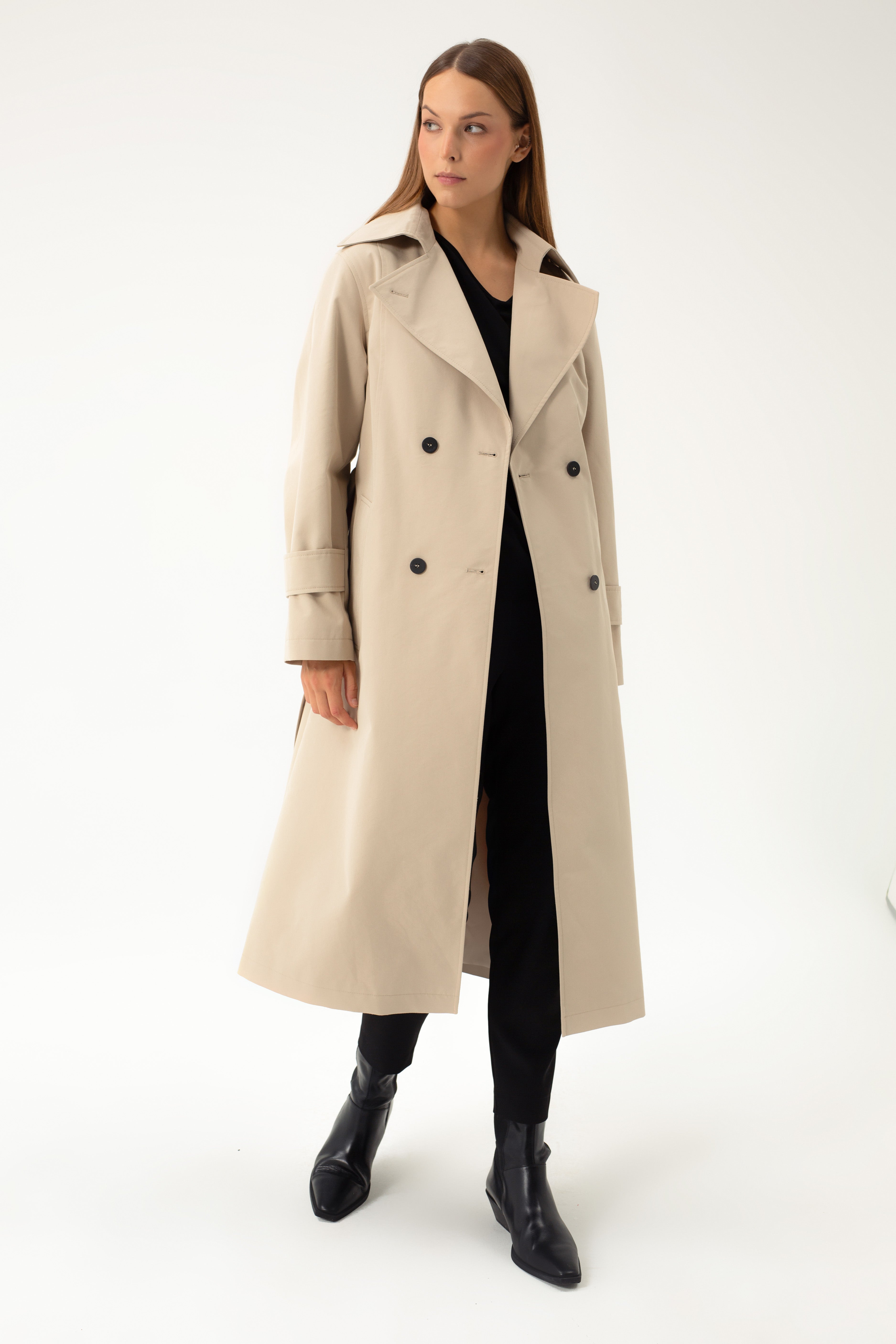 LONG BEIGE TRENCH COAT