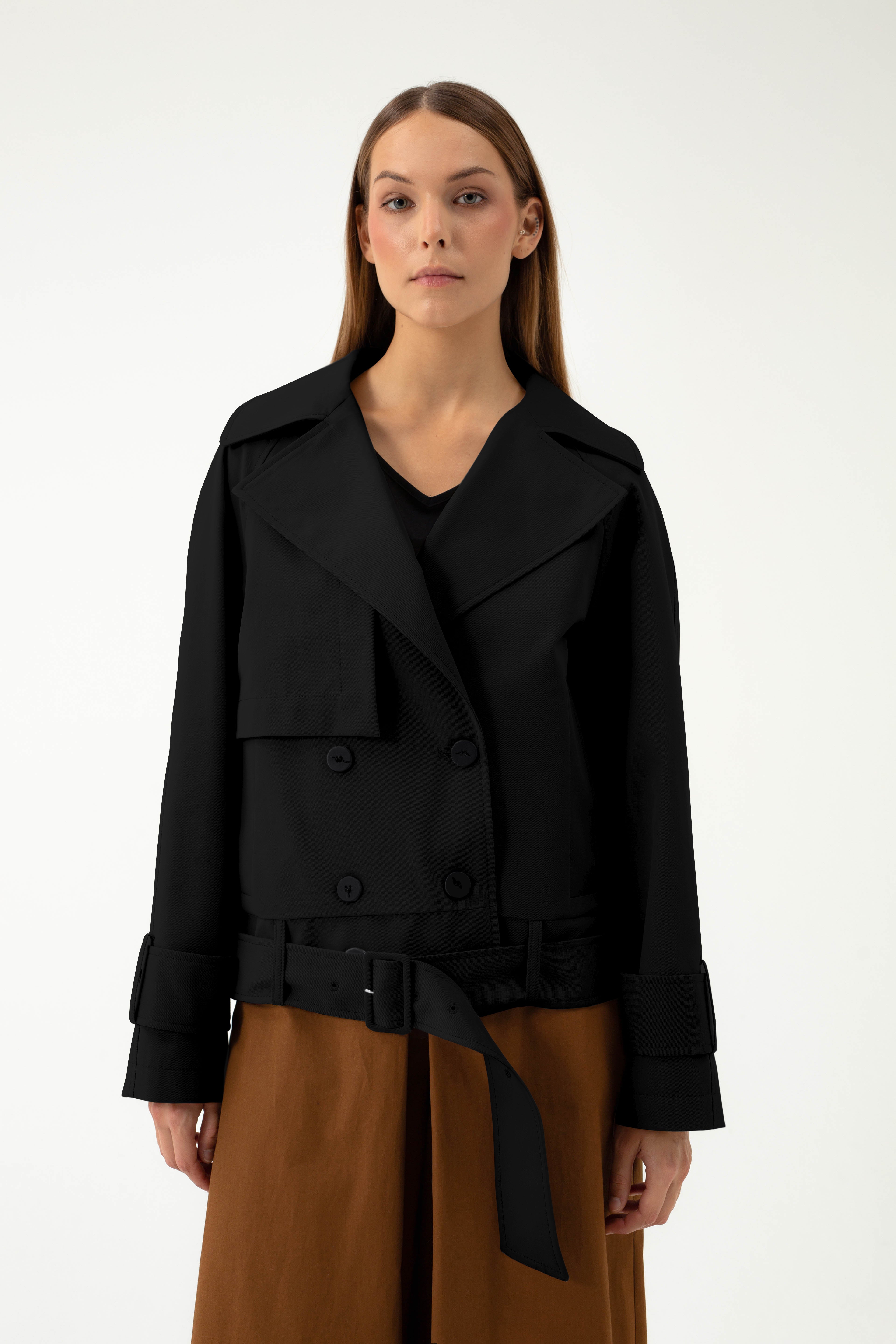 BLACK SHORT TRENCH COAT – InAvati