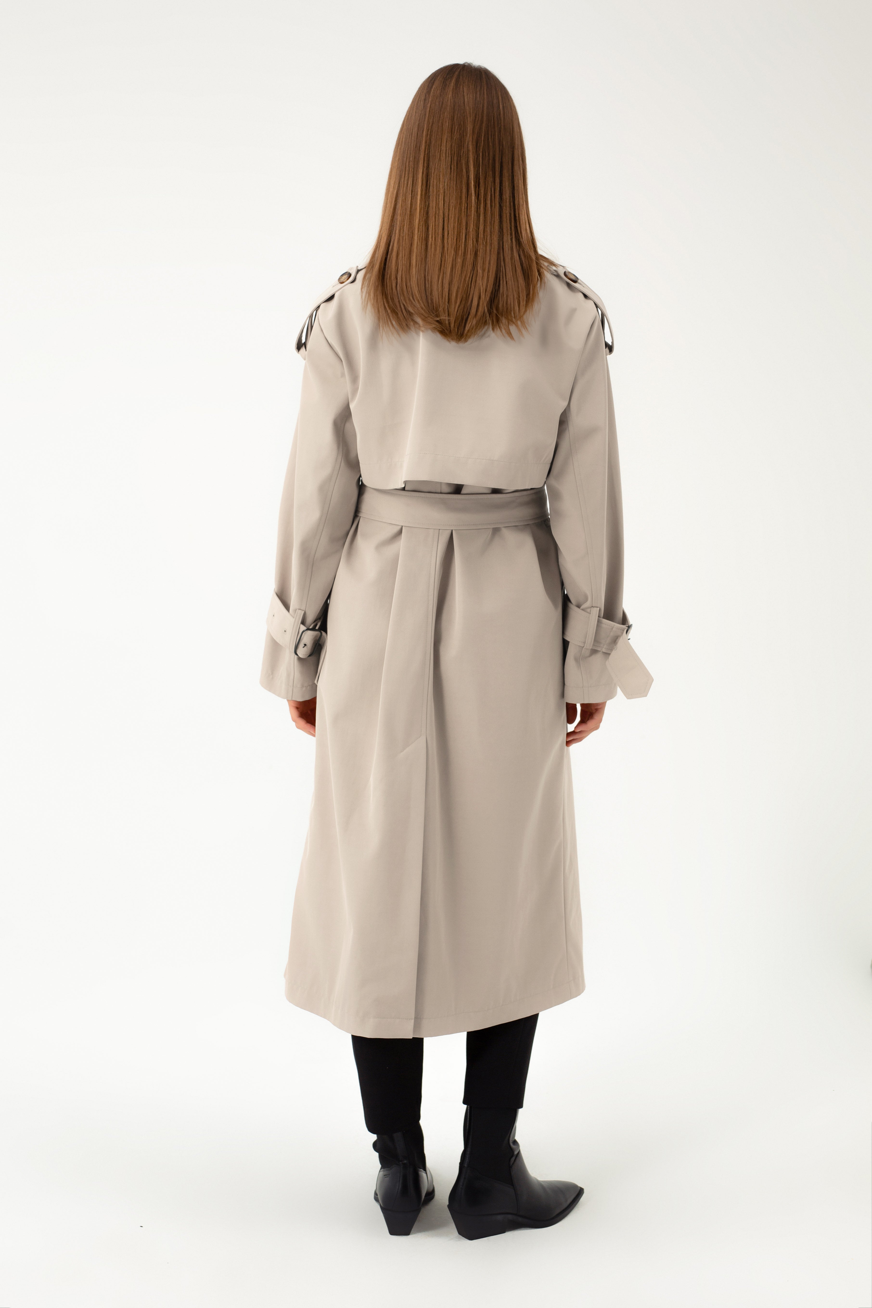 BEIGE TRENCHCOAT WITH DECORATIVE BELTS