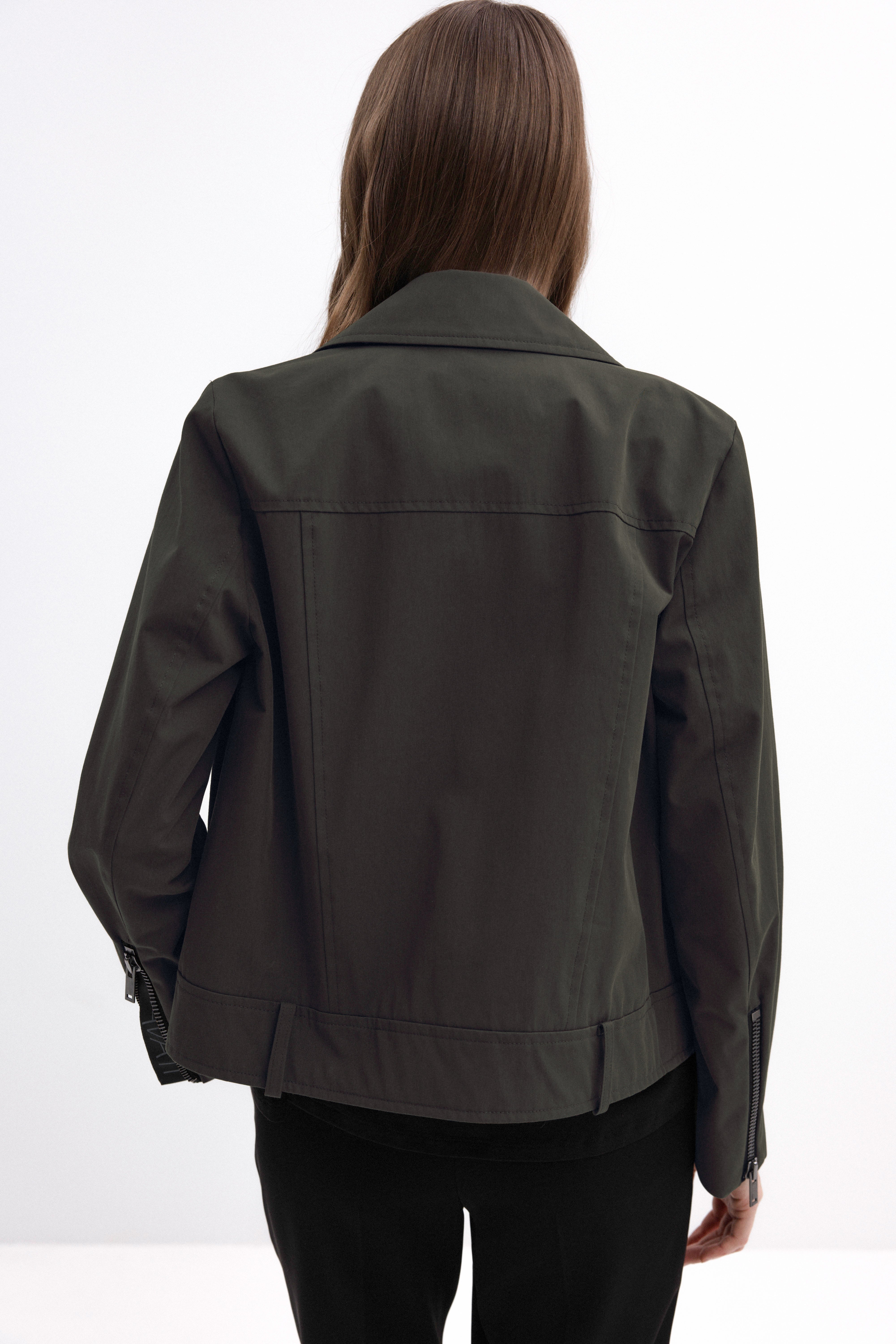 BIKER-STYLE SHORT JACKET IN OLIVE