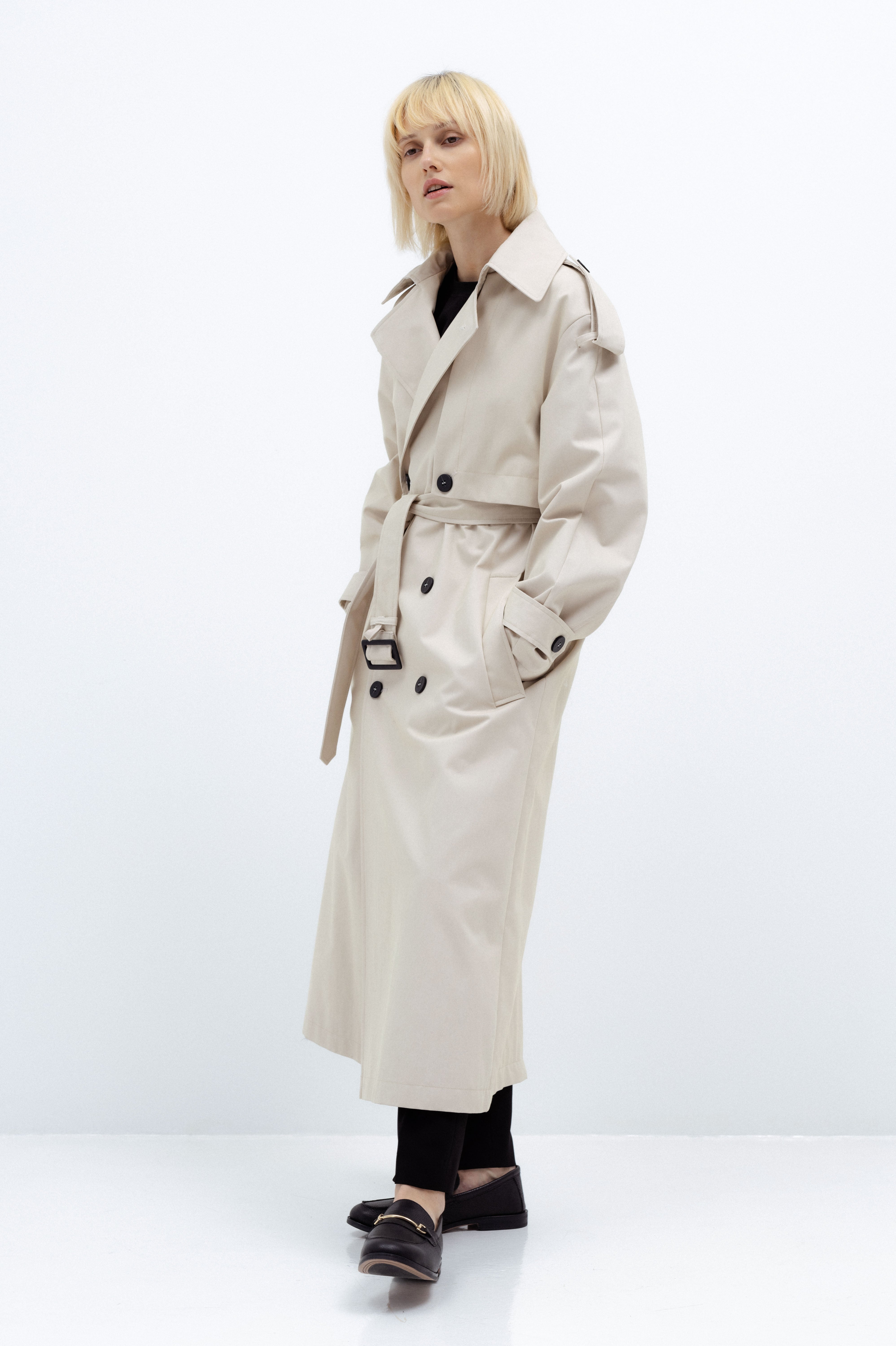 OVERSIZED BEIGE TRENCH COAT
