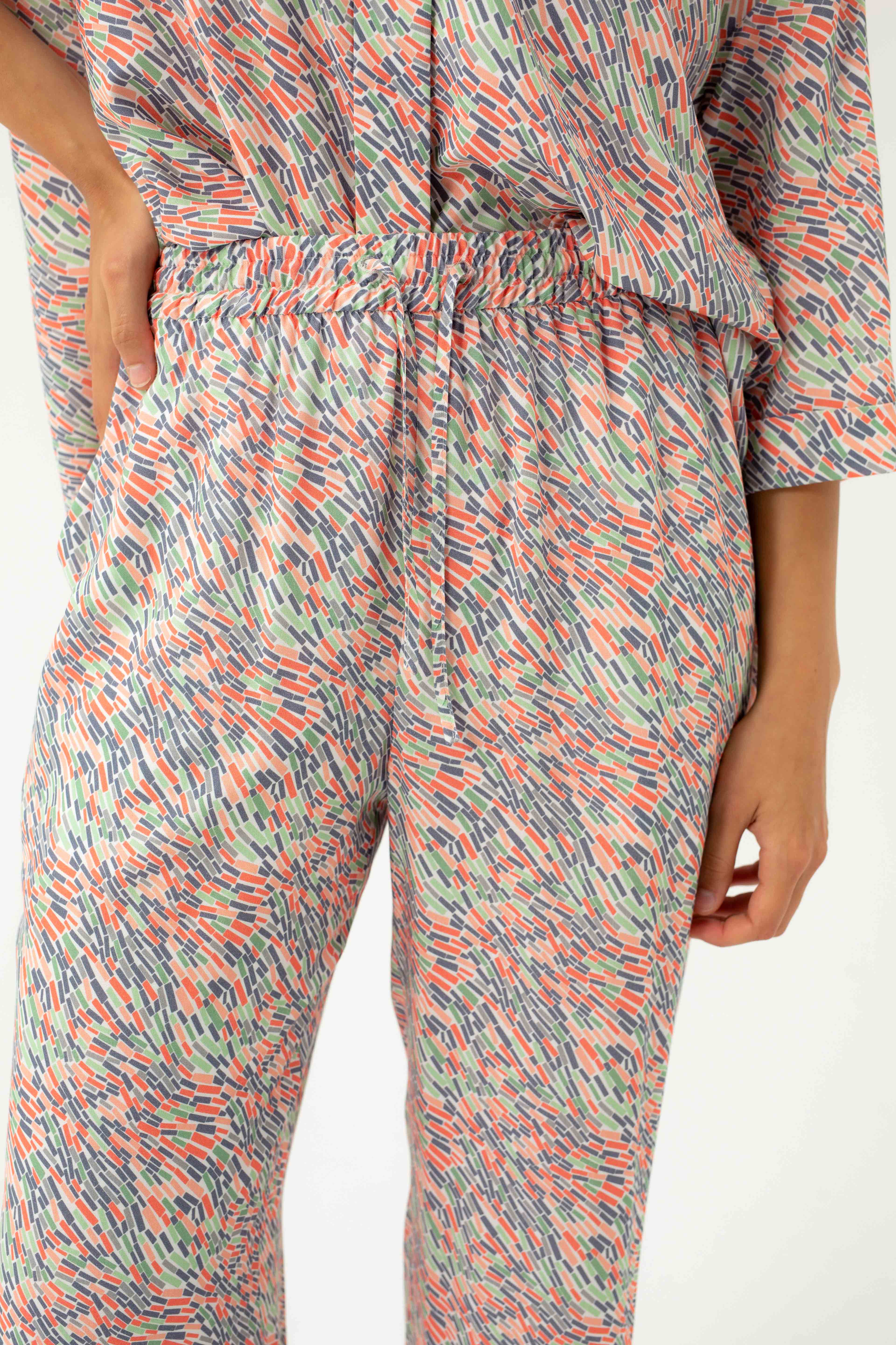 STRAIGHT VISCOSE TROUSERS WITH PRINT