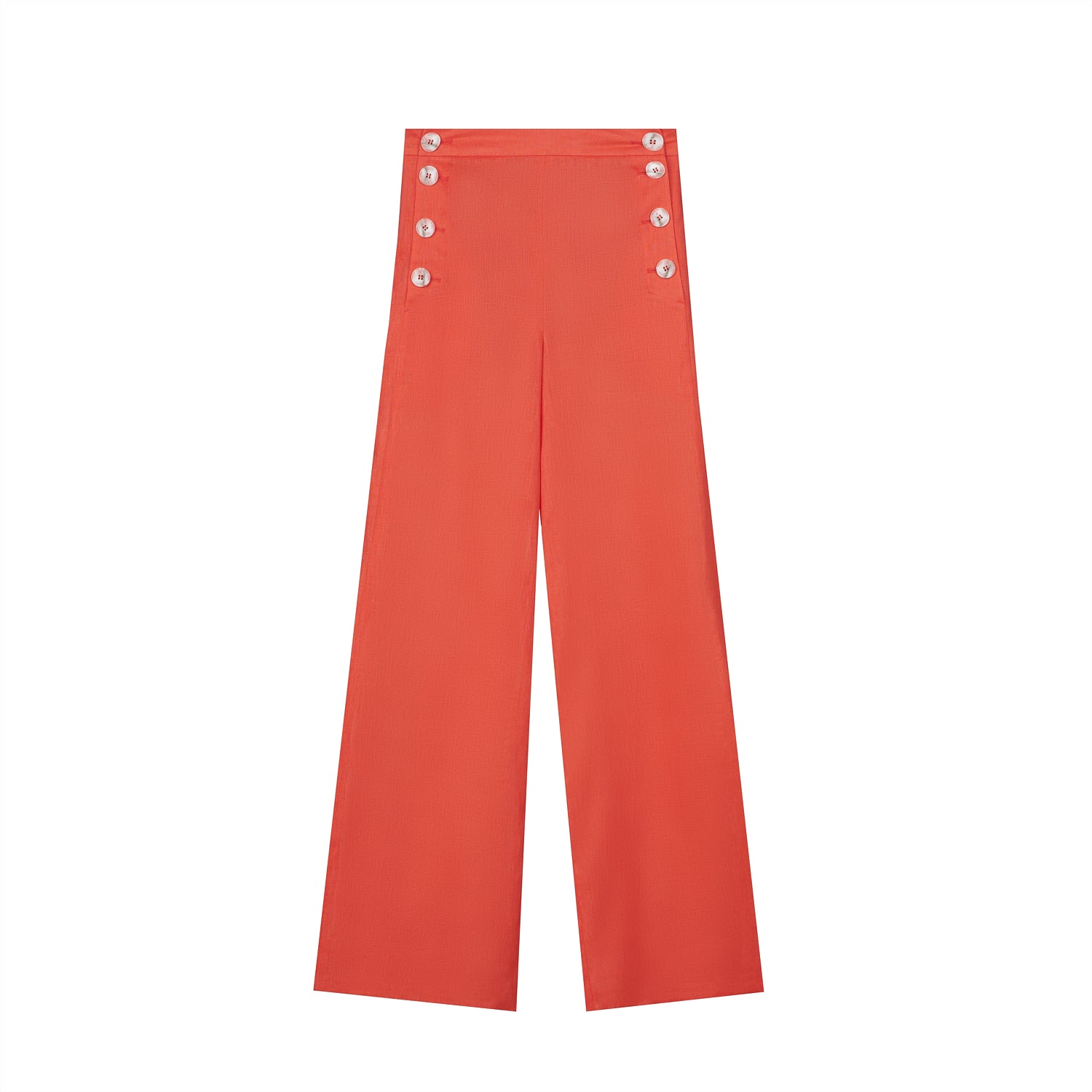 WIDE-LEG LINEN CORAL TROUSERS