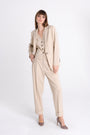 BEIGE ANKLE LENGTH TROUSERS WITH TURN-UP HEMS
