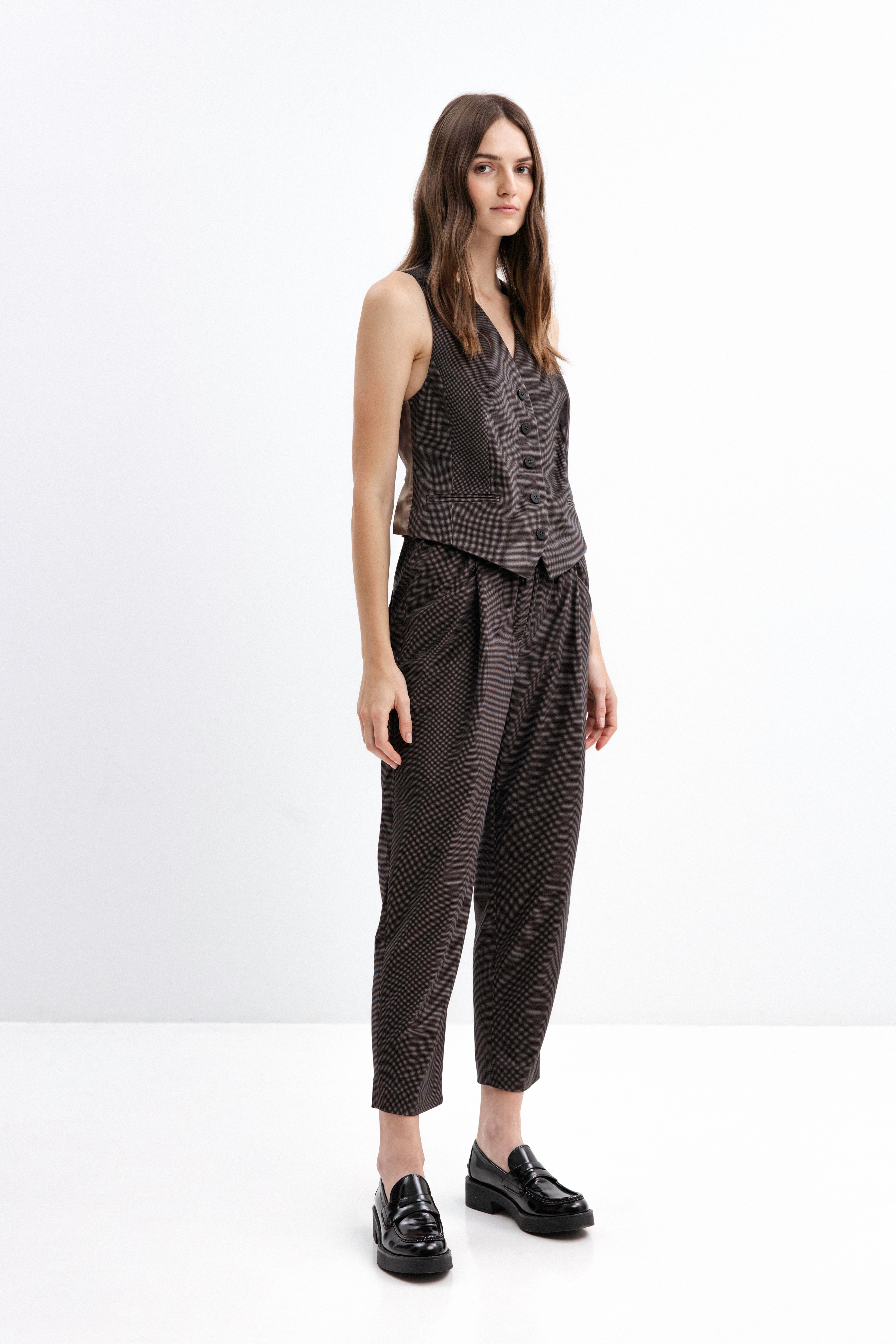 BROWN JOGGER TROUSERS WITH ELASTIC WAISTBAND