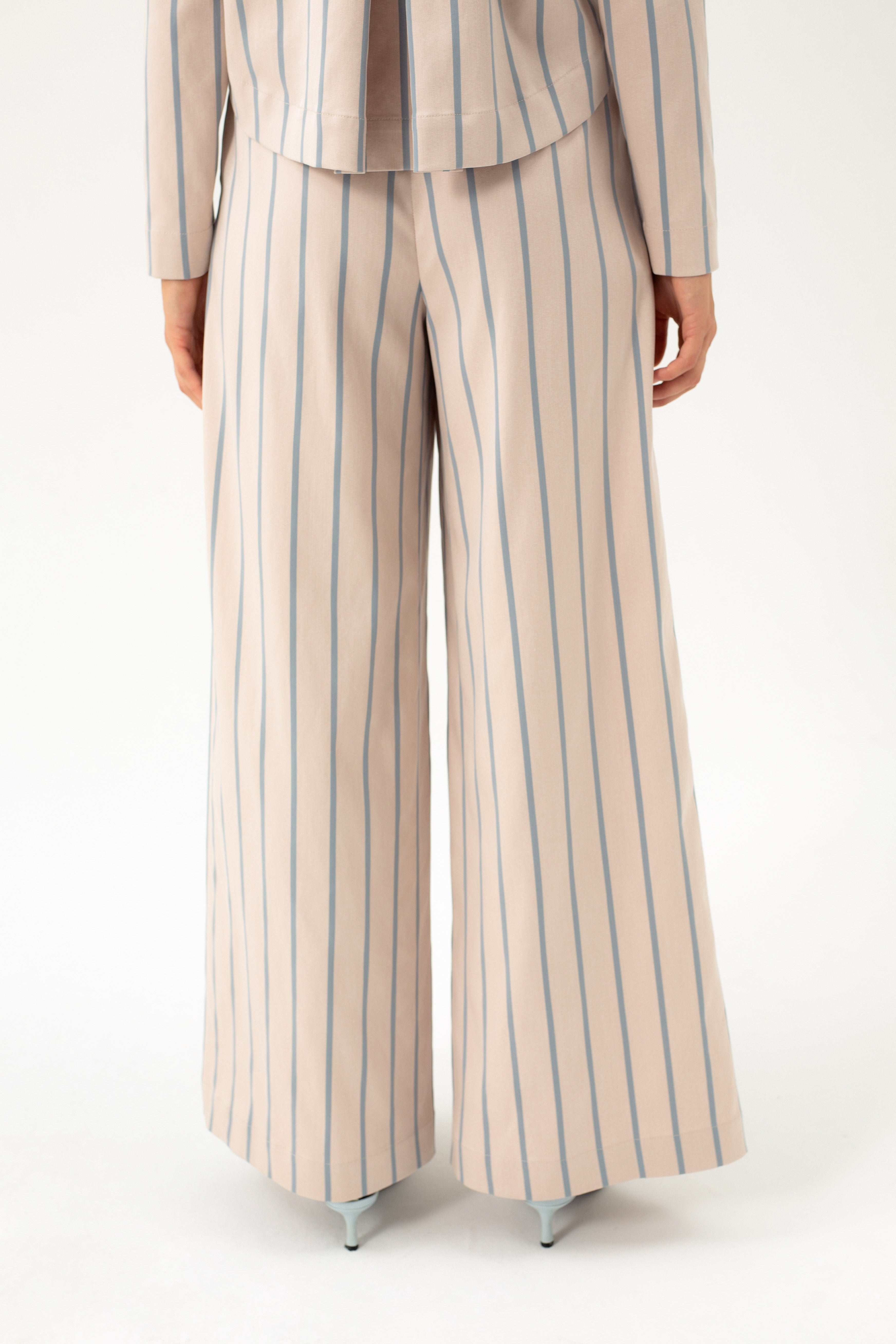 STRIPED WIDE-LEG TROUSERS WITH PLEATS