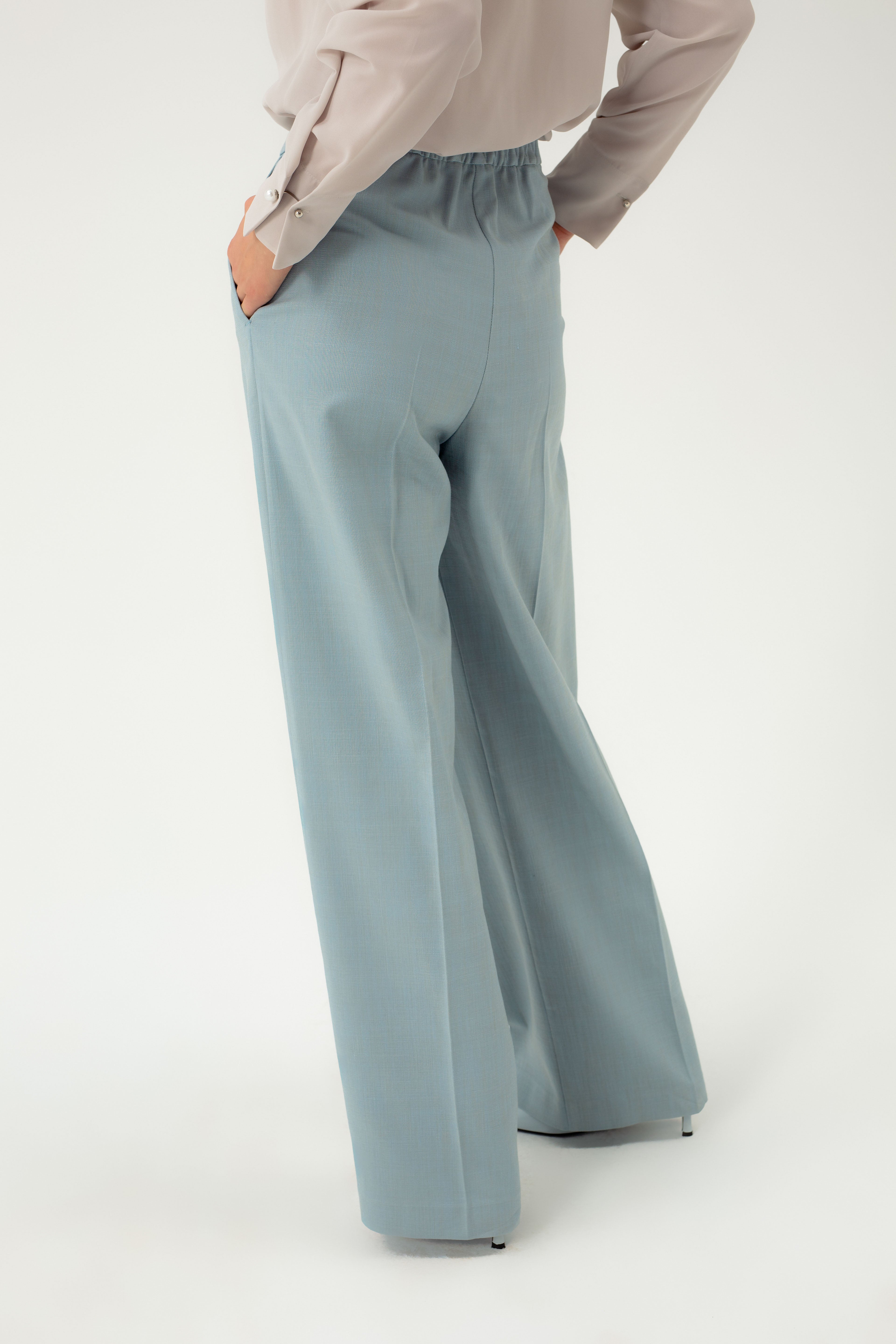 DUST BLUE WIDE-LEG TROUSERS