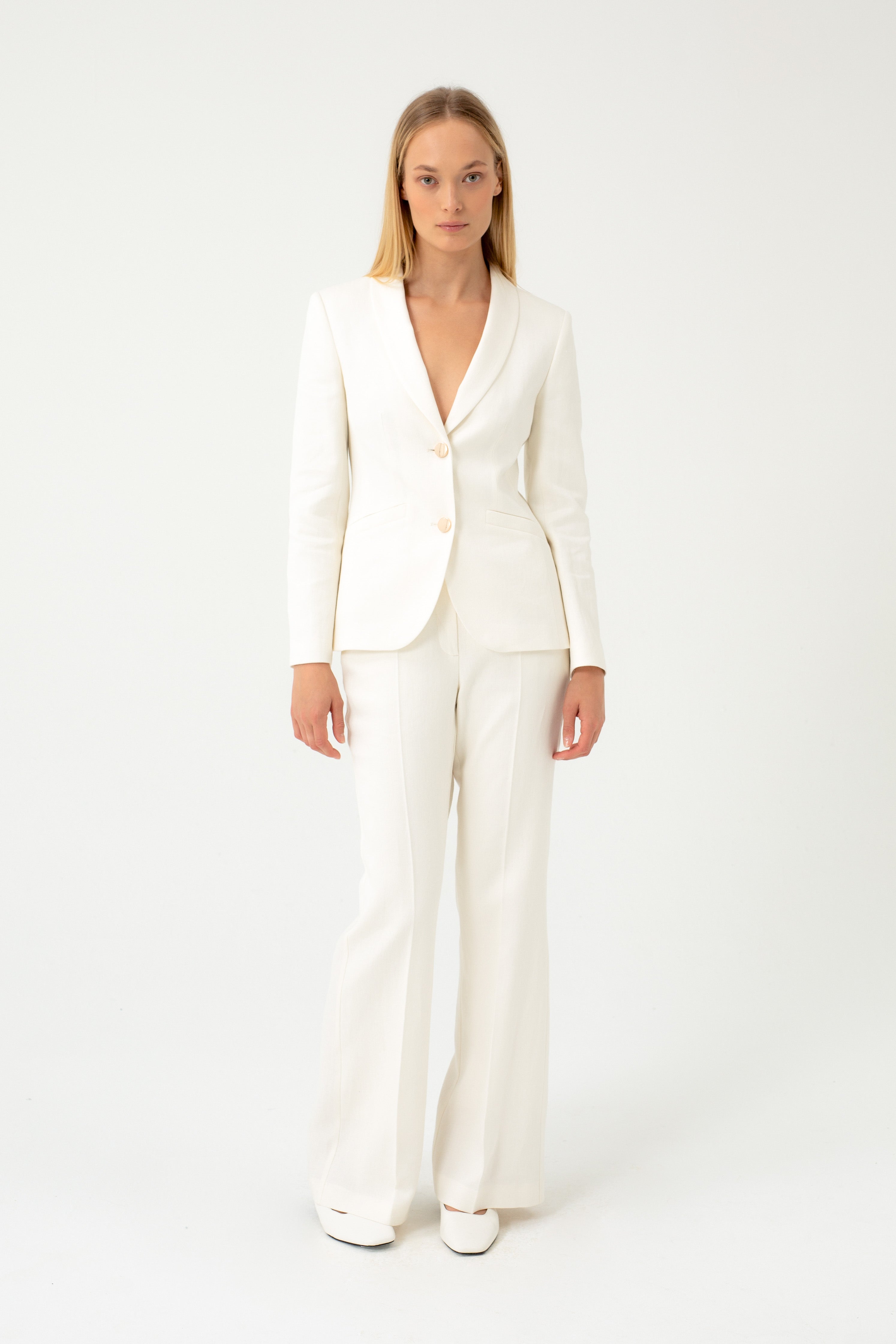 FLARED ECRU TROUSERS