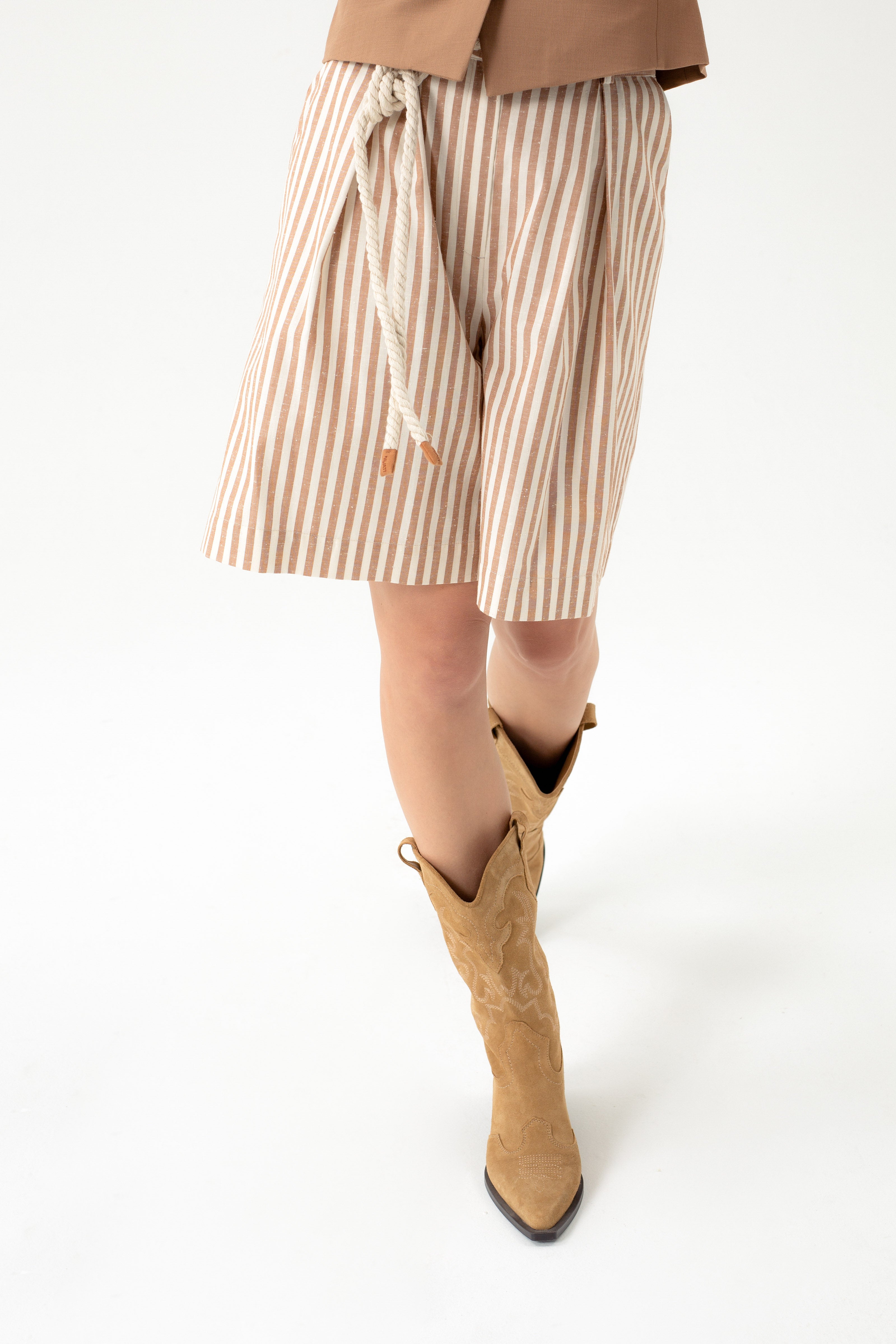 COTTON STRIPED SHORTS