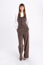 WOOL STRAIGHT COCOA TROUSERS