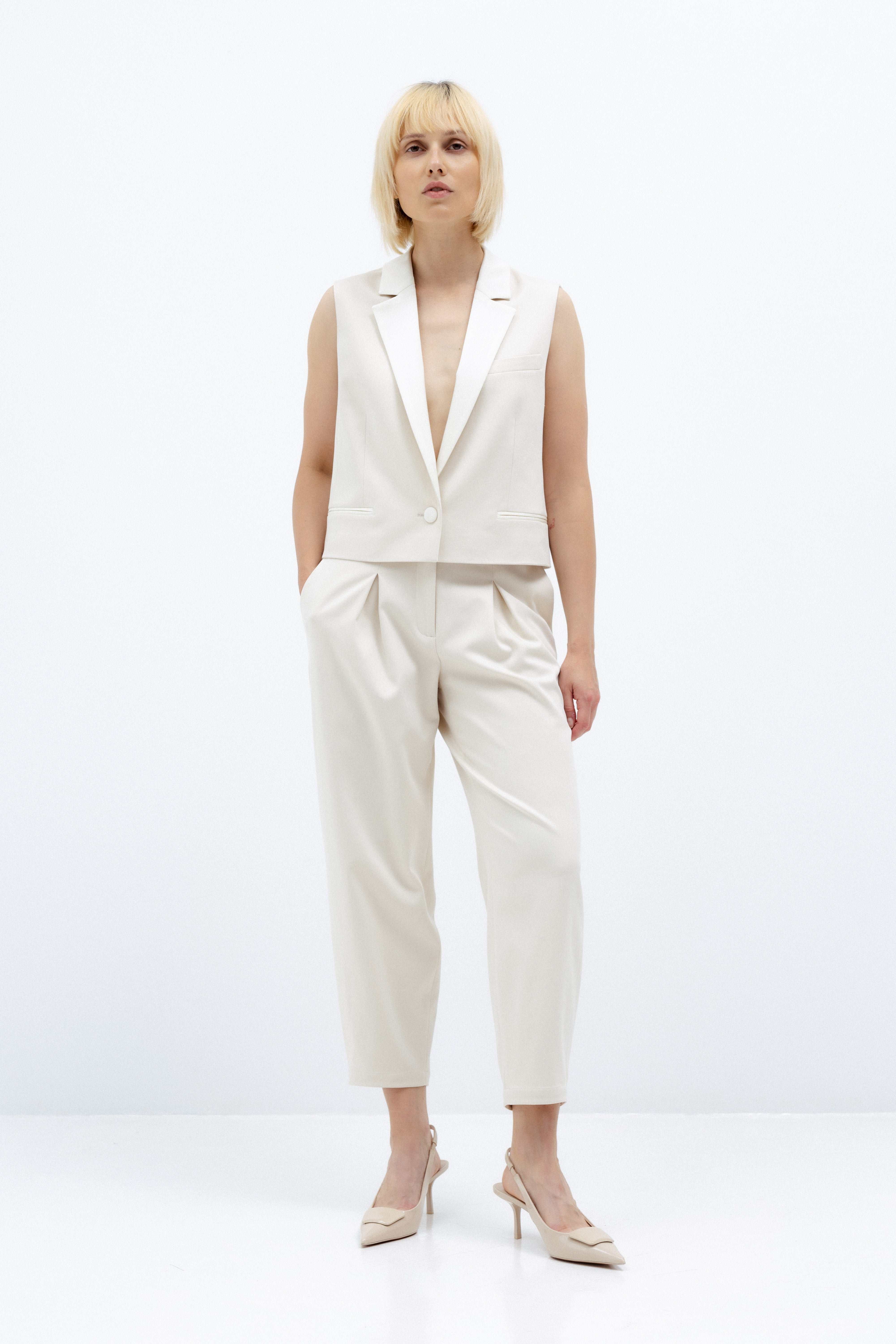 MILK-SHADE TAPERED TROUSERS