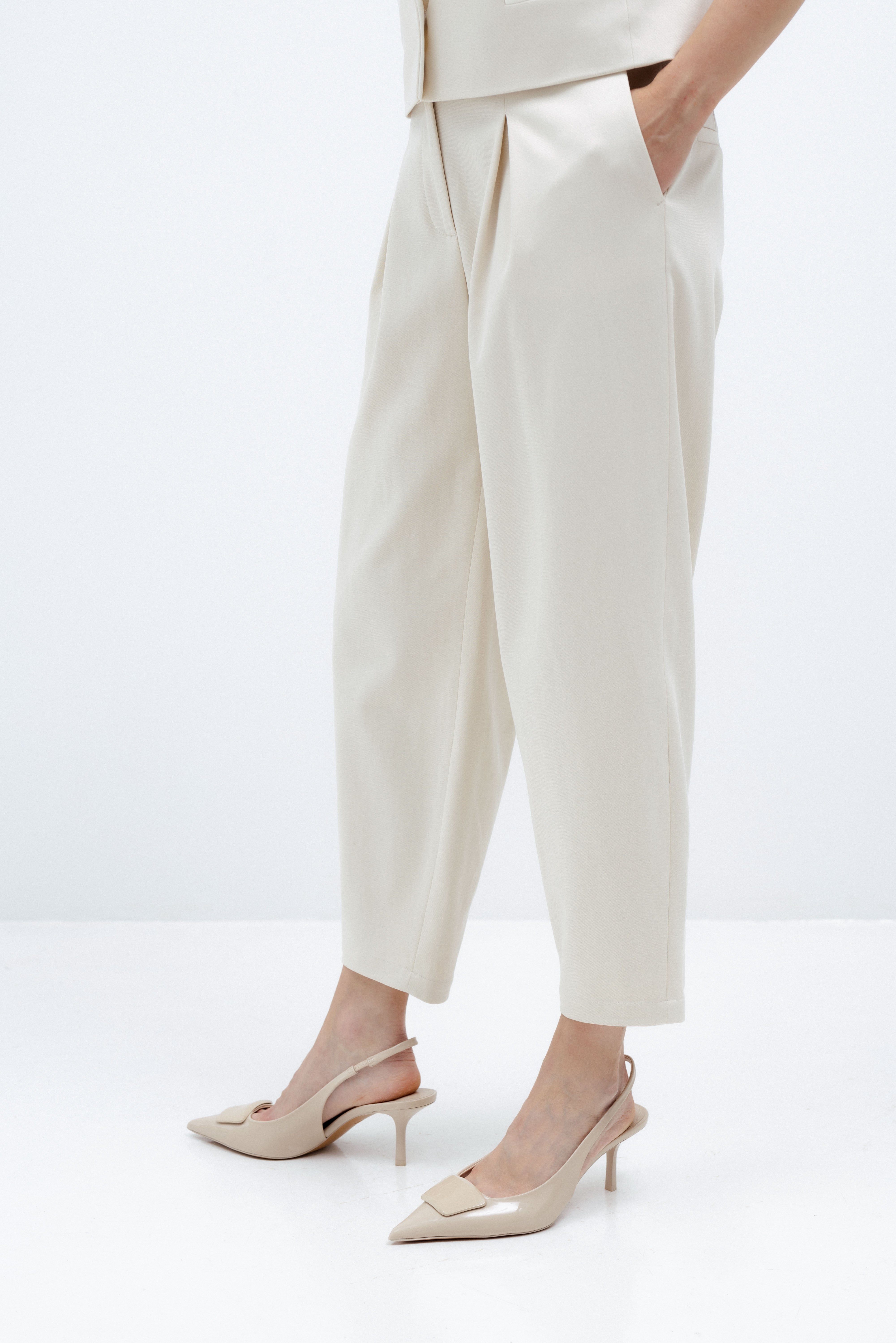 MILK-SHADE TAPERED TROUSERS