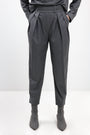 GREY TAPERED DOUBLE-PLEAT TROUSERS