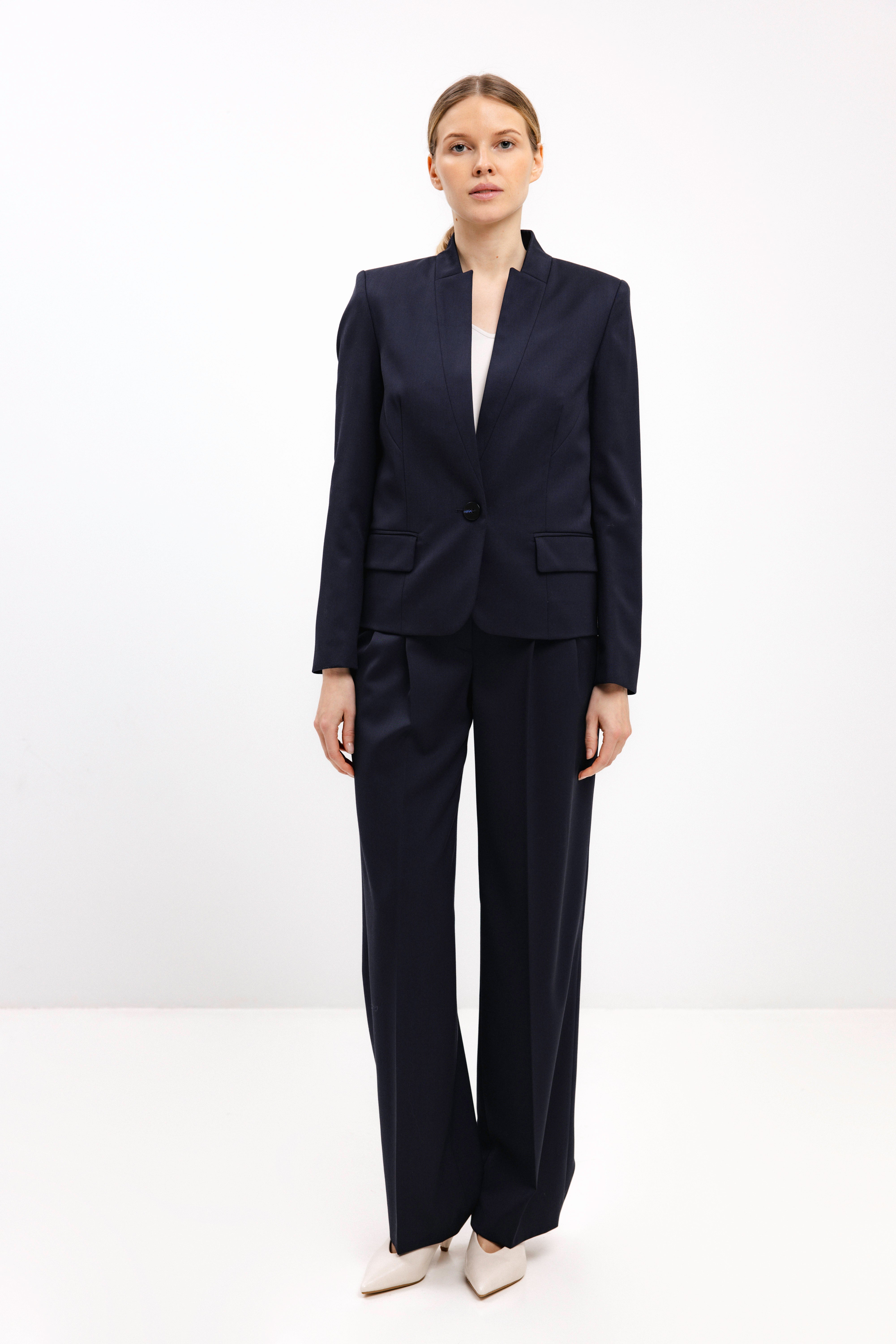 STRAIGHT-LEG NAVY TROUSERS
