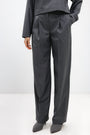 STRAIGHT-CUT DOUBLE-PLEAT GREY TROUSERS
