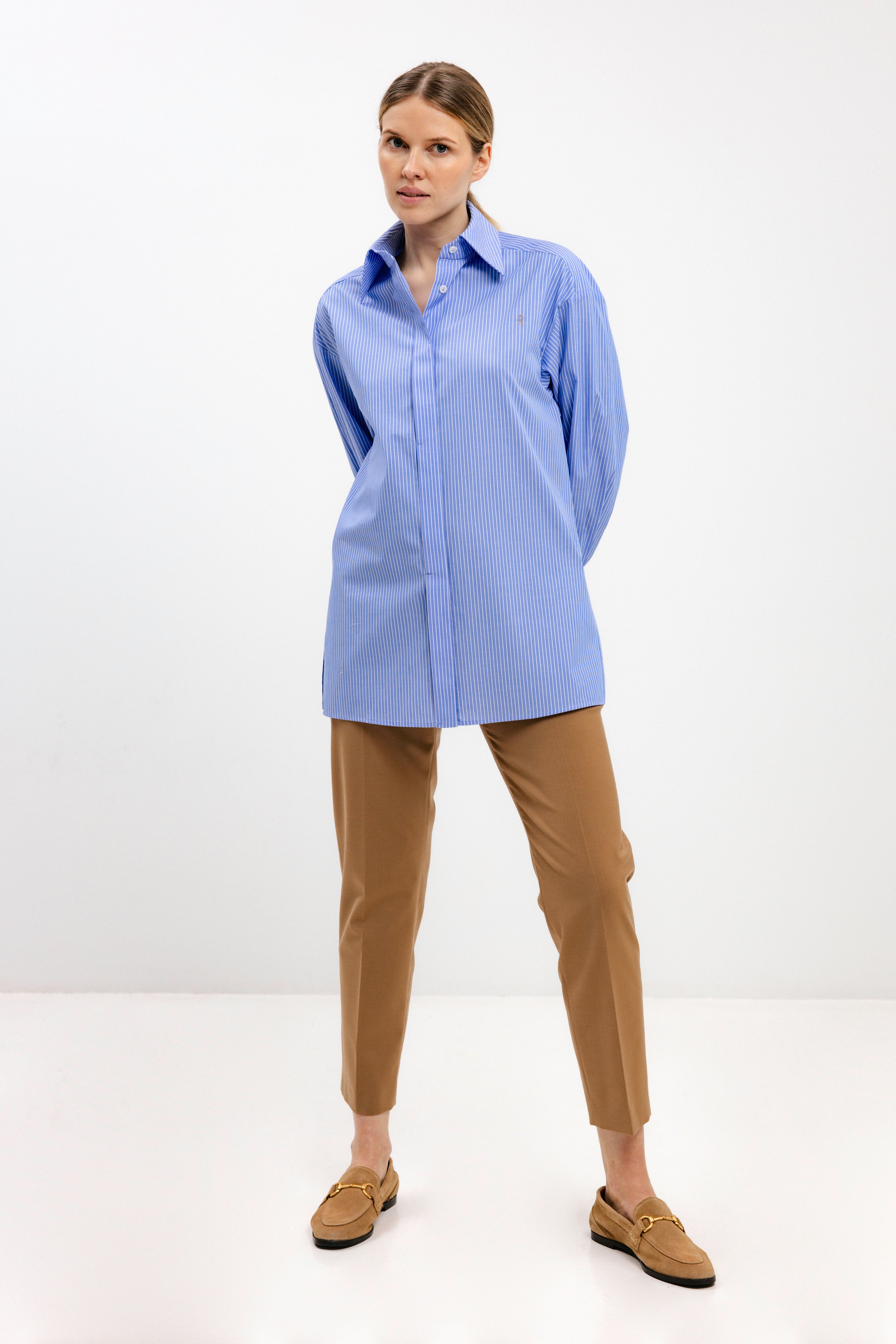 CAMEL SLIM-FIT CROPPED TROUSERS