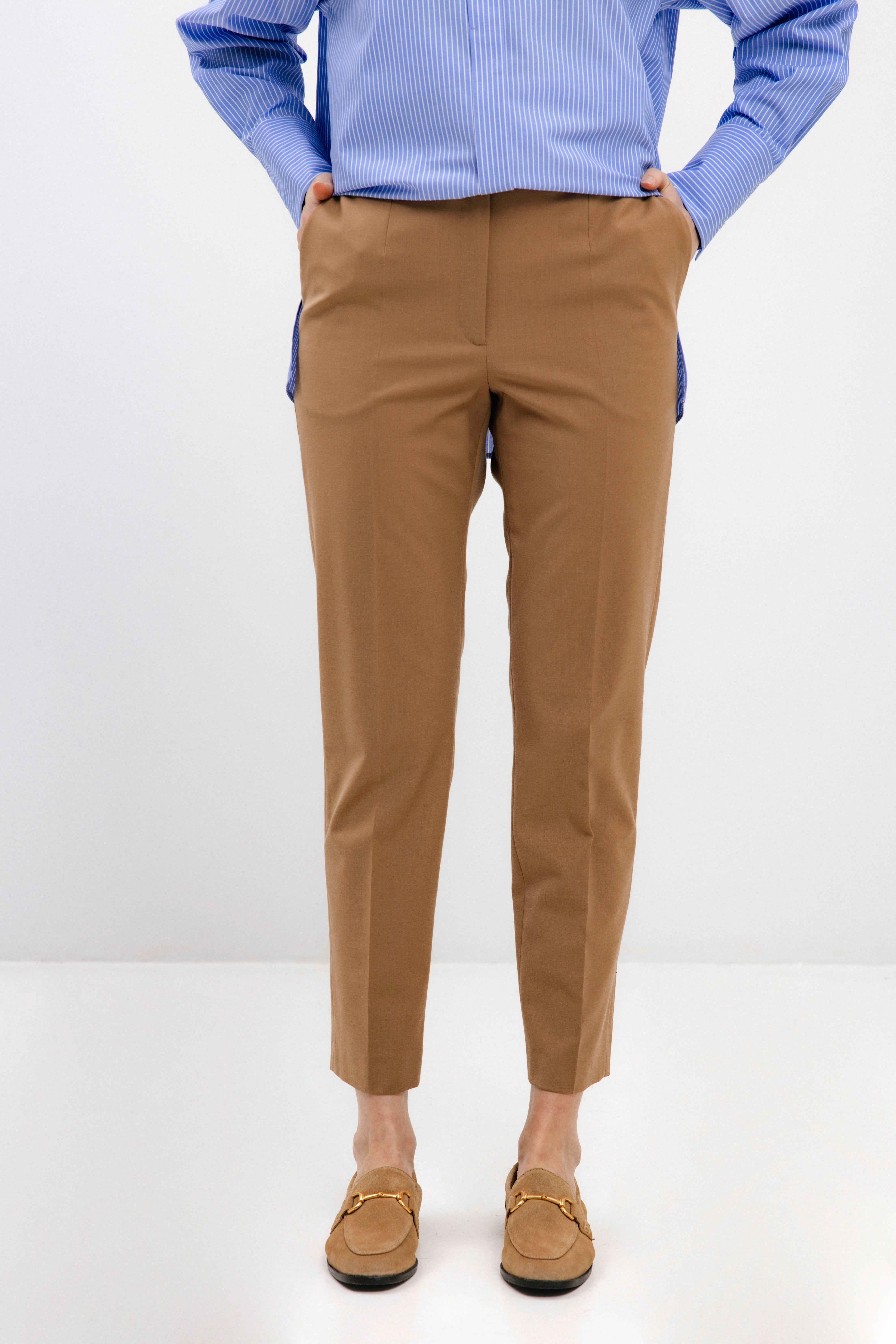 CAMEL SLIM-FIT CROPPED TROUSERS