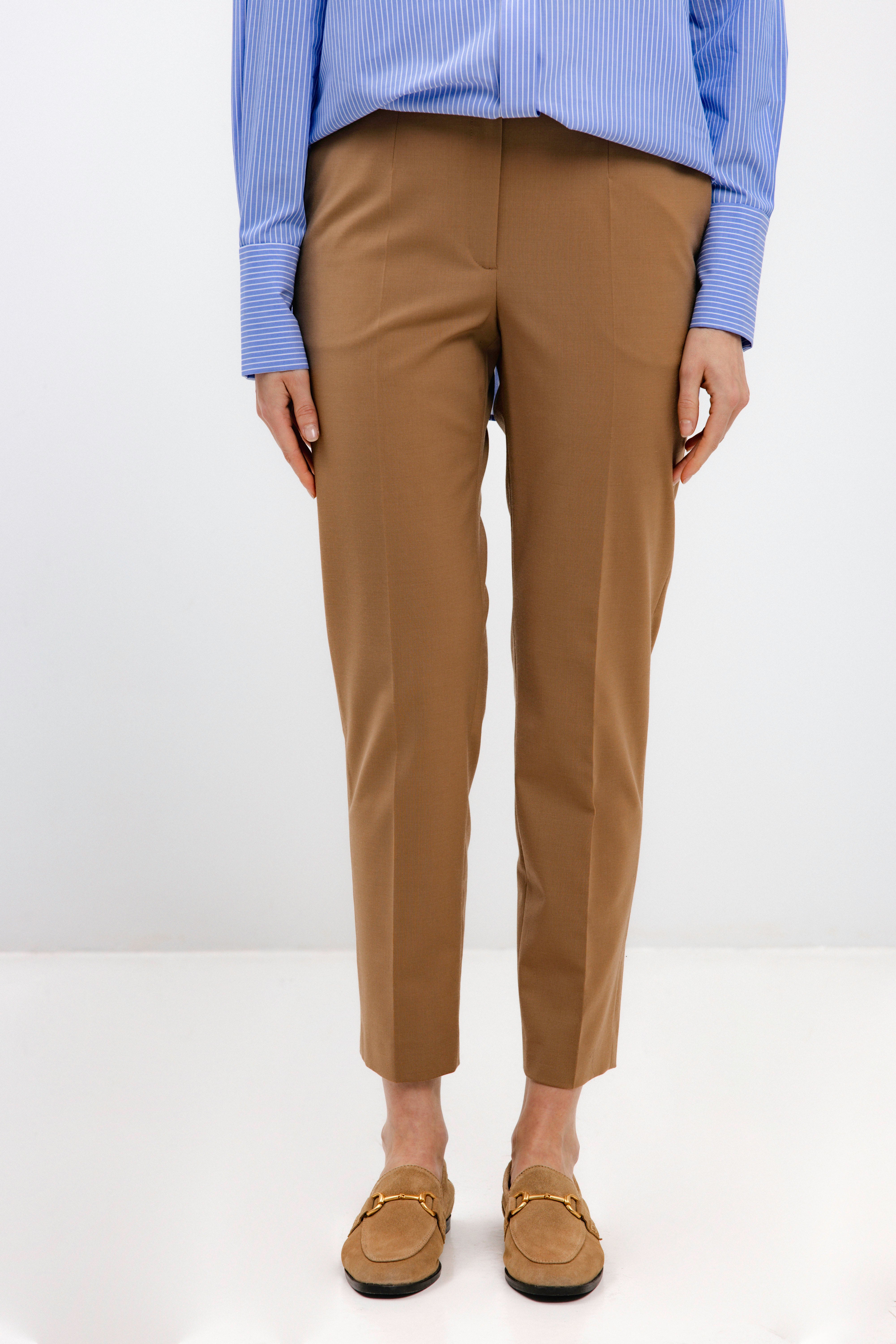 CAMEL SLIM-FIT CROPPED TROUSERS