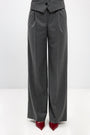 GREY STRIPED STRAIGHT-CUT TROUSERS