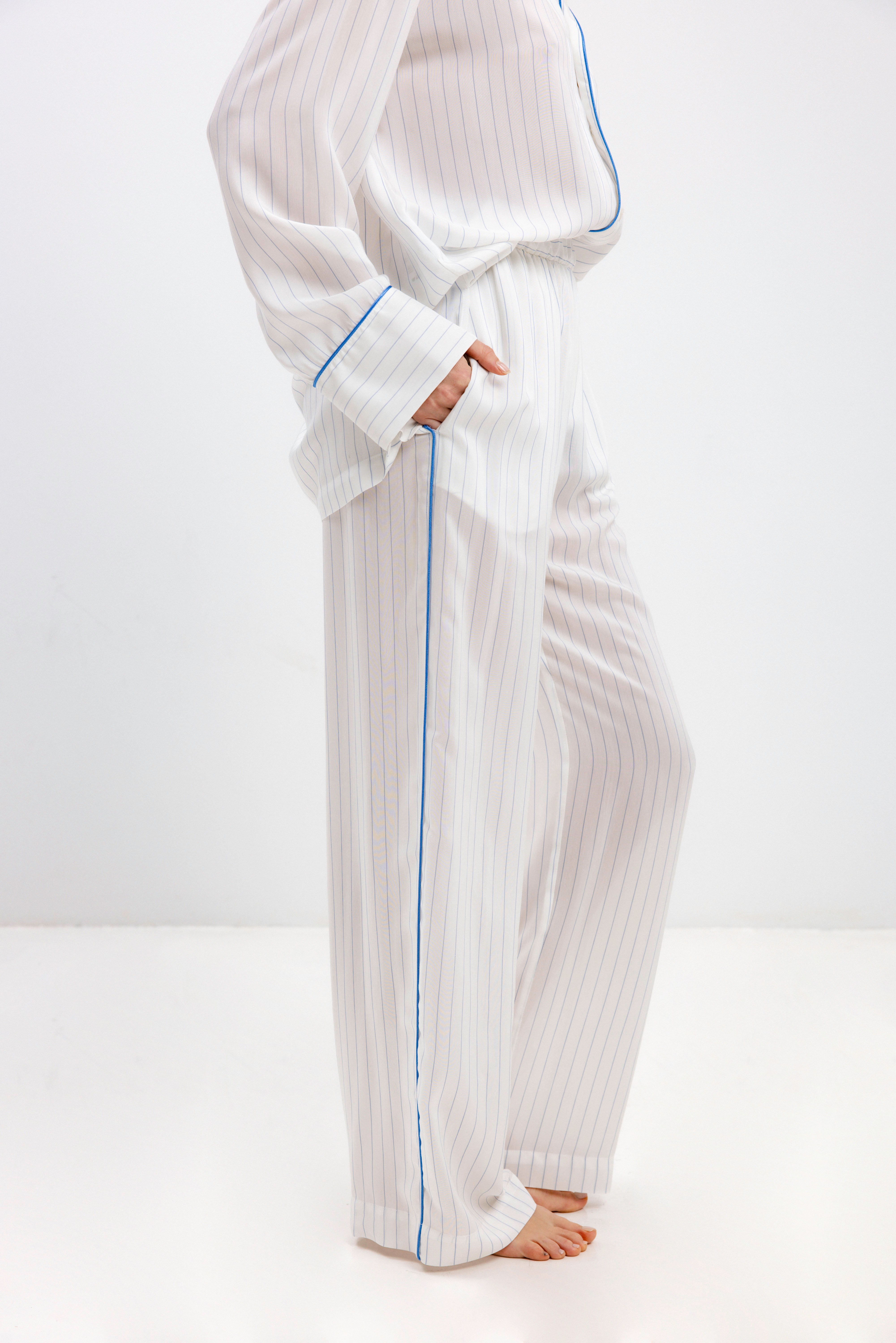 PYJAMA PANTS IN BLUE STRIPES - UNISEX
