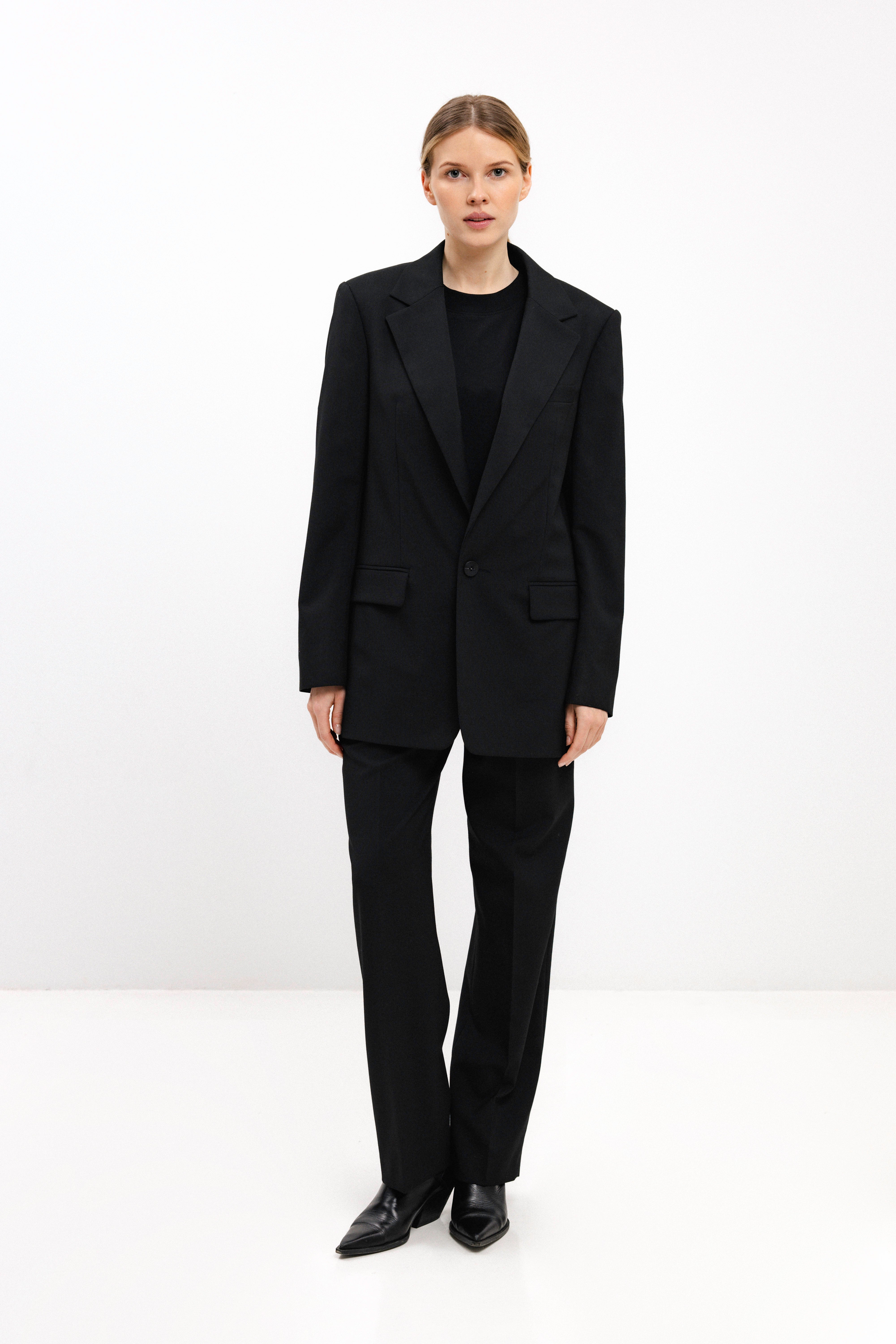 UNISEX BLACK SINGLE-BREASTED BLAZER
