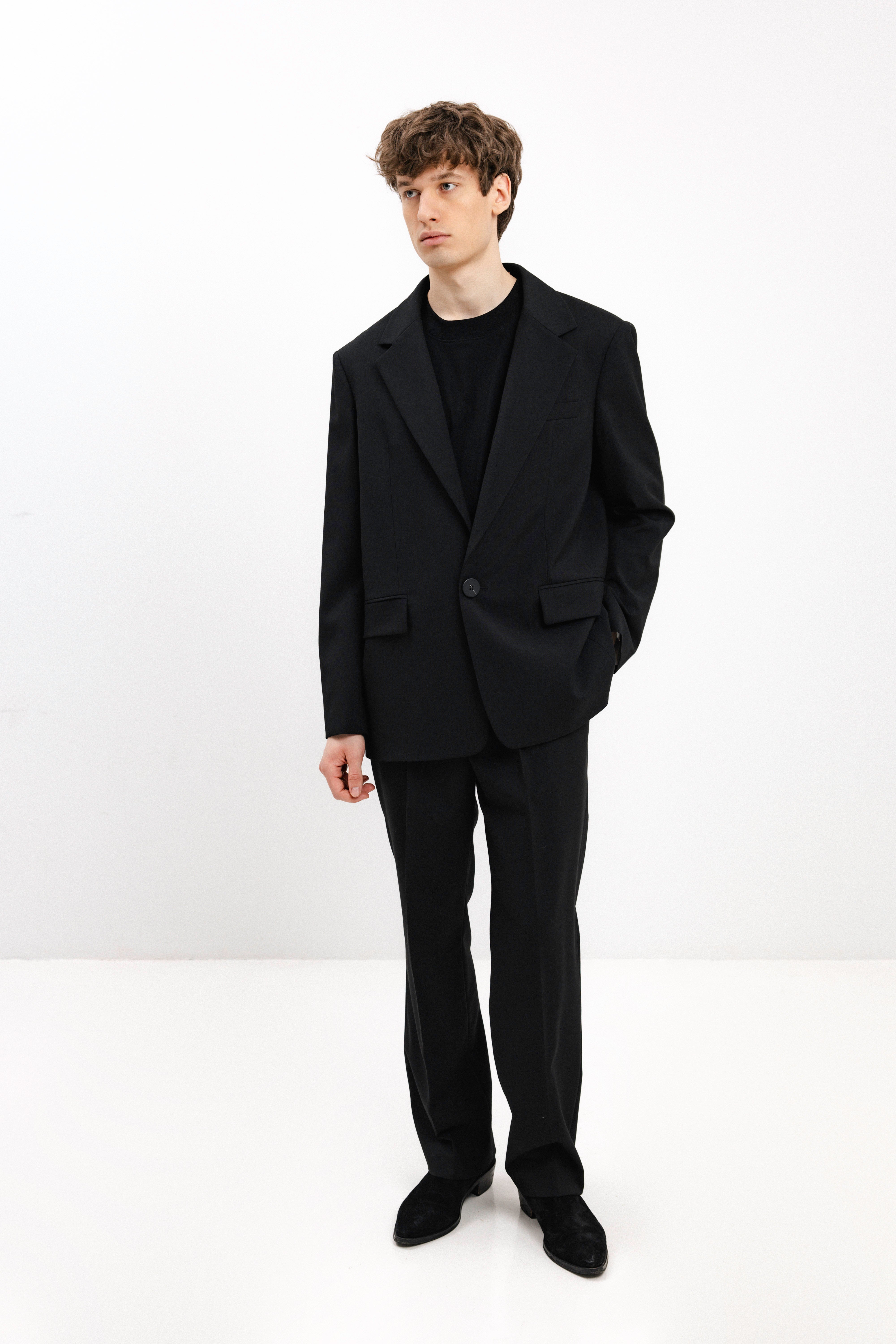 UNISEX BLACK SINGLE-BREASTED BLAZER