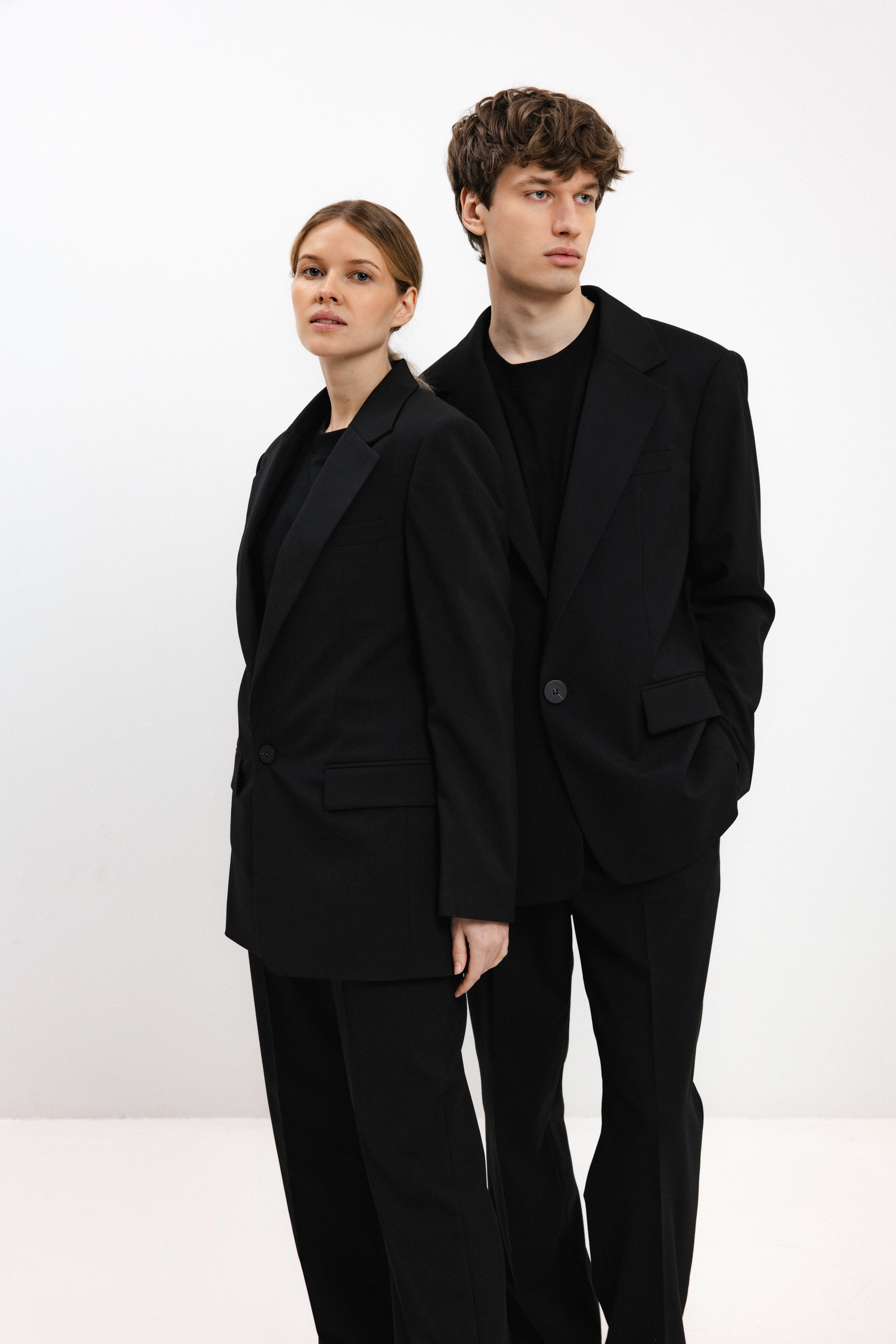 UNISEX BLACK SINGLE-BREASTED BLAZER