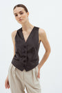 BROWN FITTED VEST