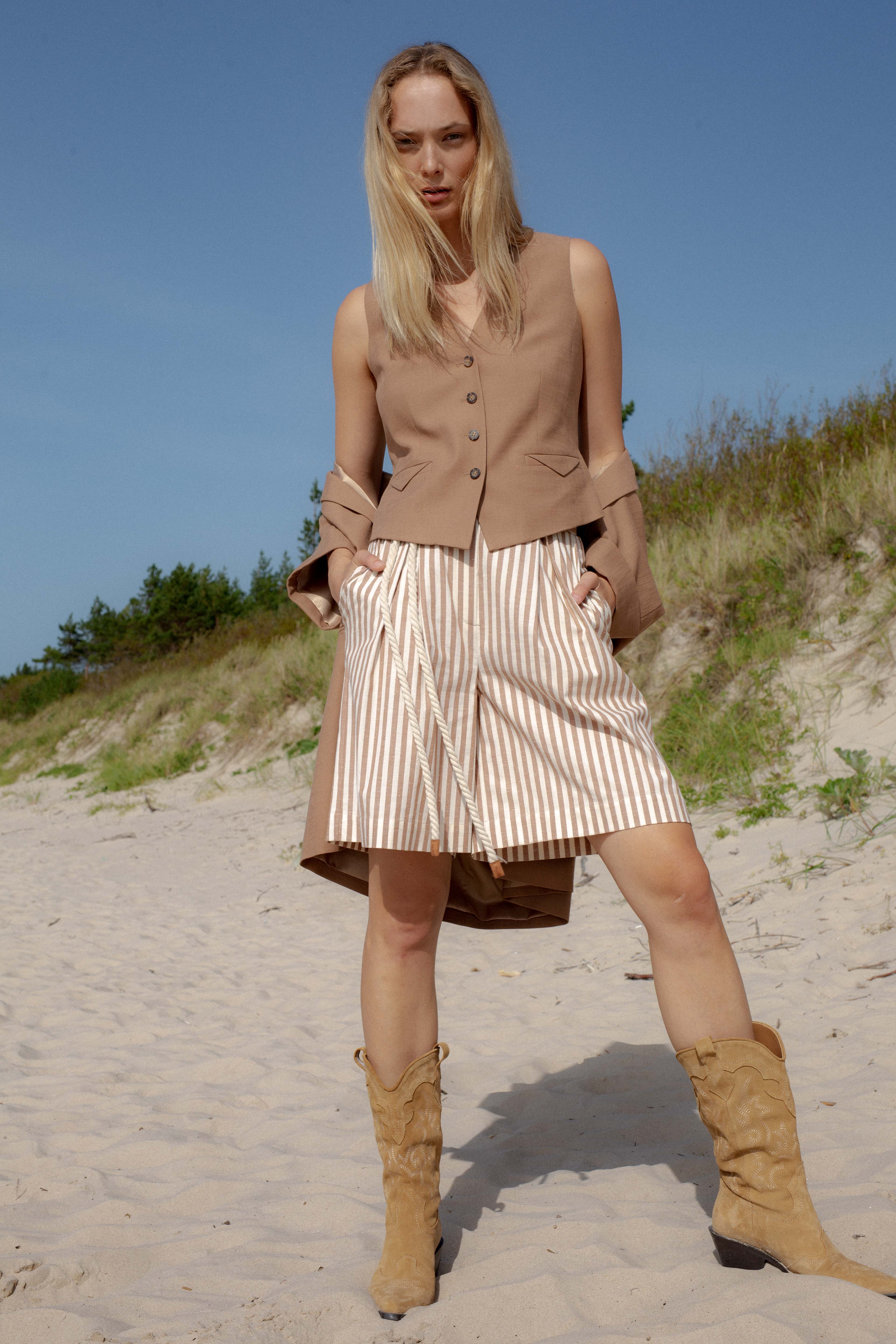 COTTON STRIPED SHORTS